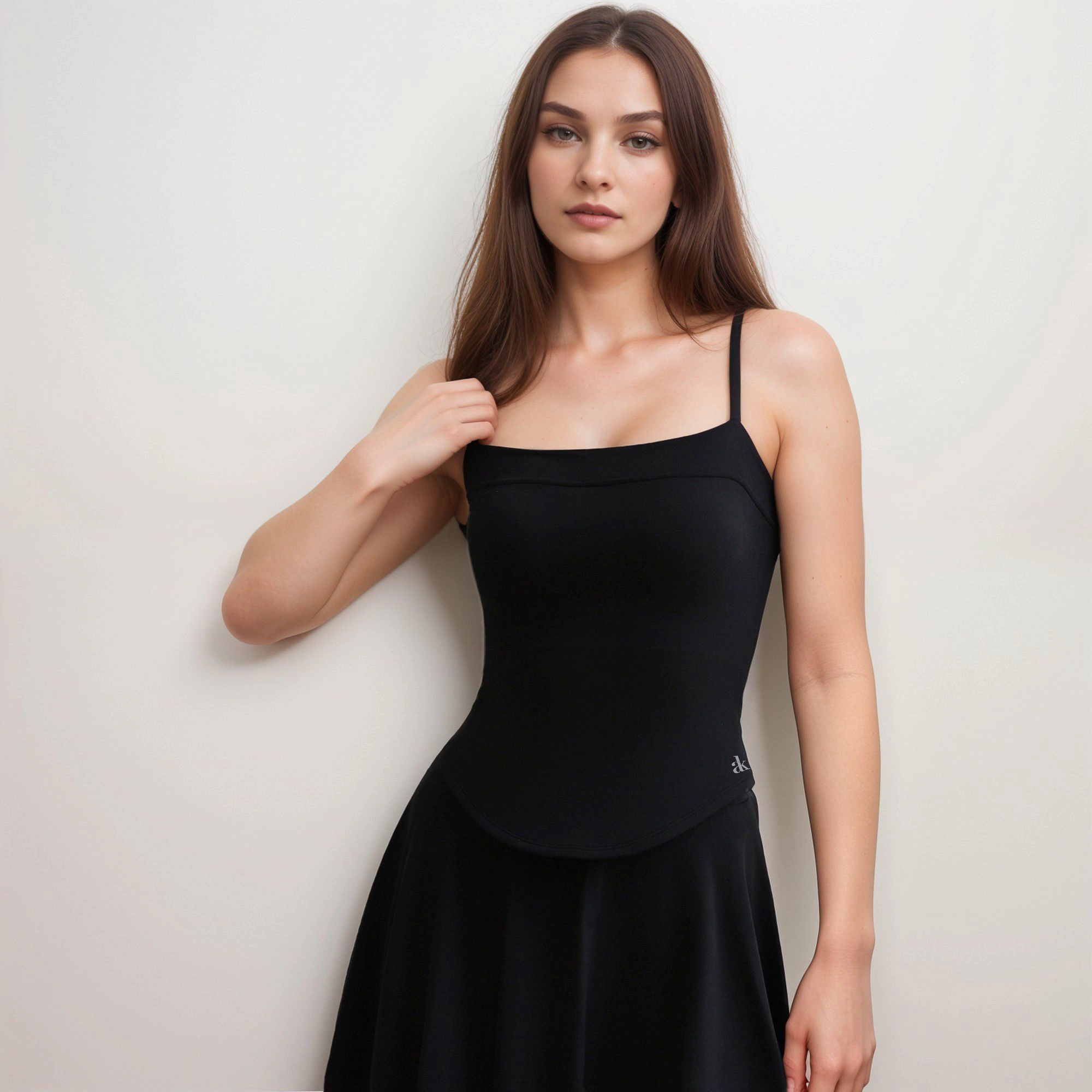 Anna-Kaci Women's Fitted Spaghetti Strap Asymmetrical Hem Tank Top with Seam Detail