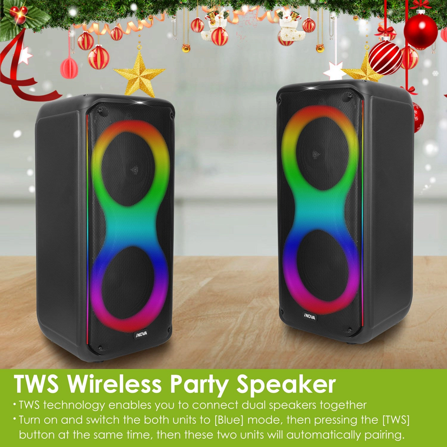 GBruno 8-Inch Wireless Party Speaker With RGB Lights