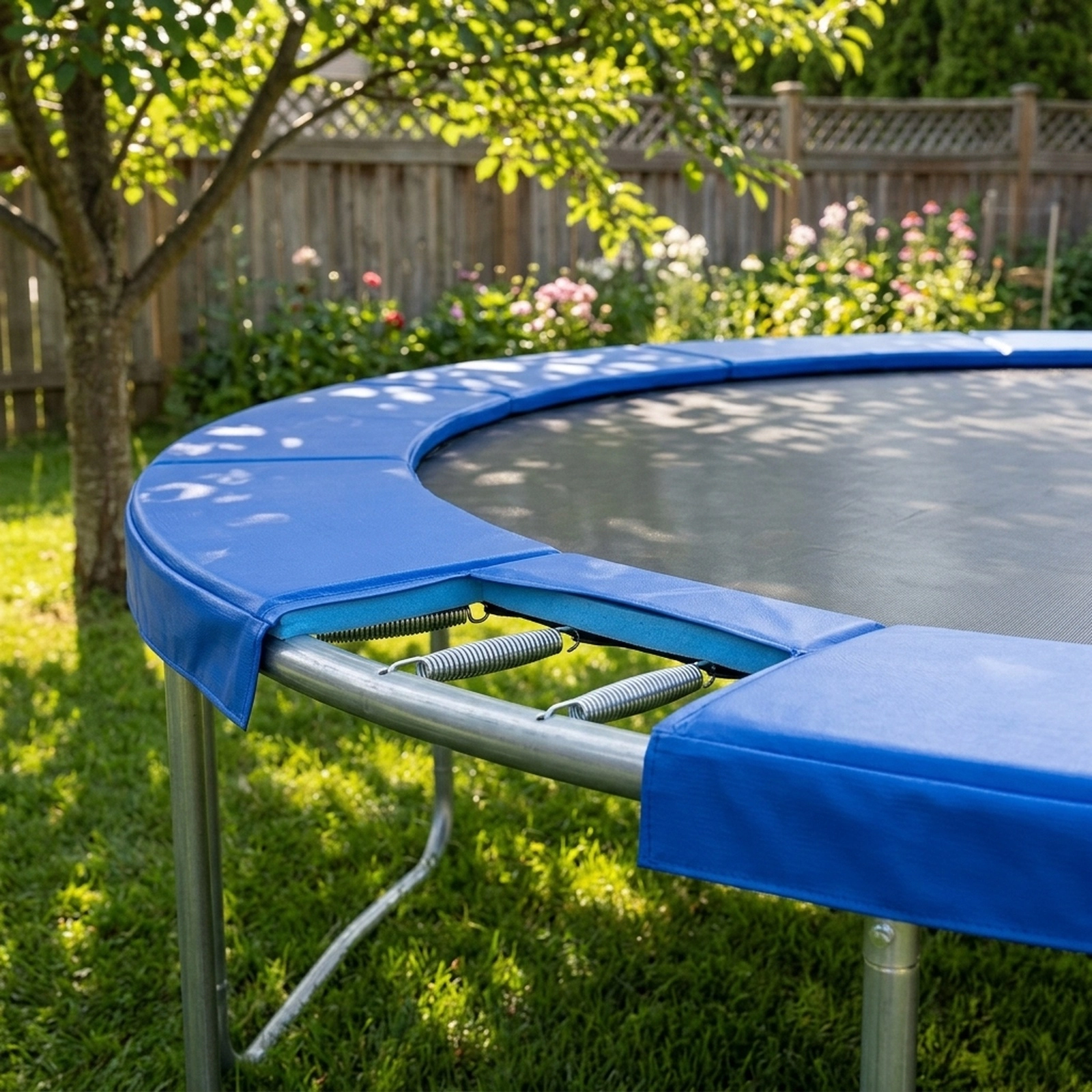 14-ft Universal Trampoline Safety Pad Spring Cover 12-in Width 0.6-in EPE Foam Elastic Straps Waterproof Blue