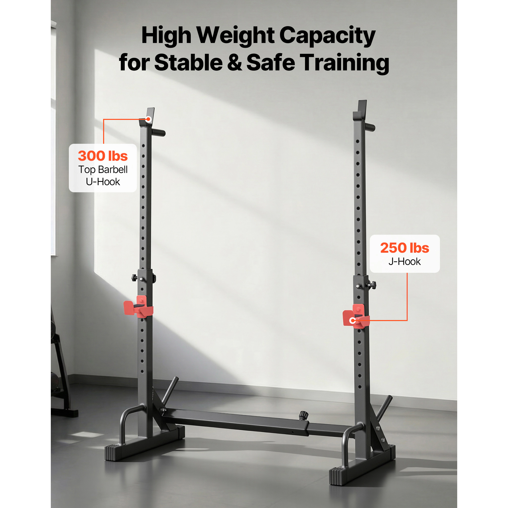 HONGGE Compact Power Cage Squat Rack, 550 lbs Capacity, Adjustable Height & Width for Home Gym Bench Press & Squats