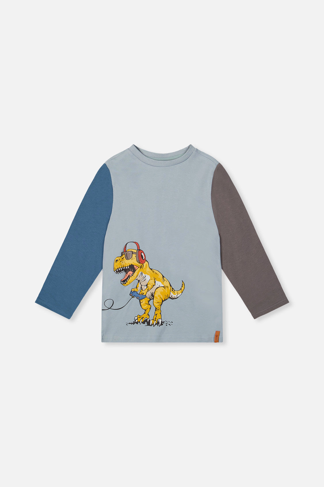 Deux par Boys Long Sleeve Organic Cotton T-Shirt with Dino Graphic