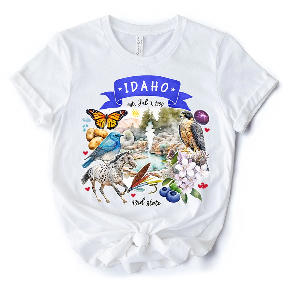 OrnamentallyYou Unisex Artistic Idaho State Themes And Landmarks T-Shirt