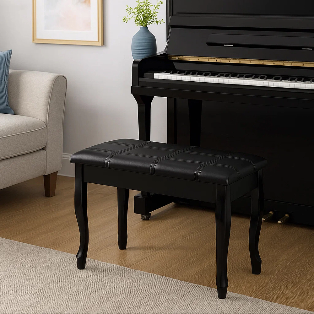 Hivvago PU Leather Upholstered Piano Bench with Built-in Storage and Solid Wood Frame