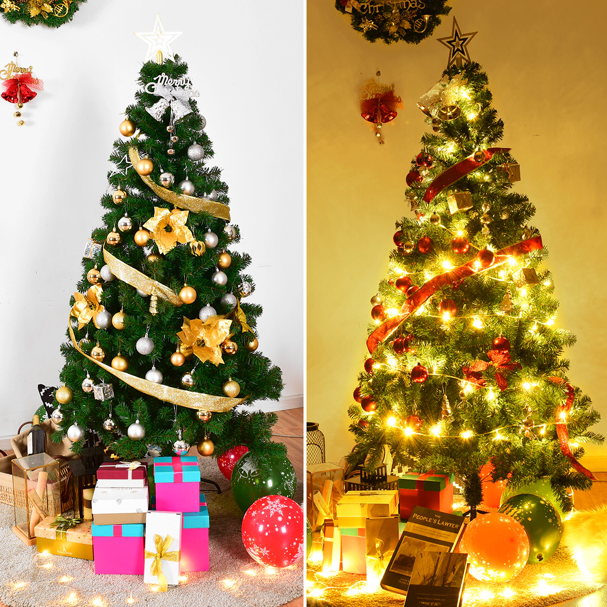 Costway 5/6/7/8Ft Artificial PVC Christmas Tree W/Stand Holiday Season Indoor Outdoor
