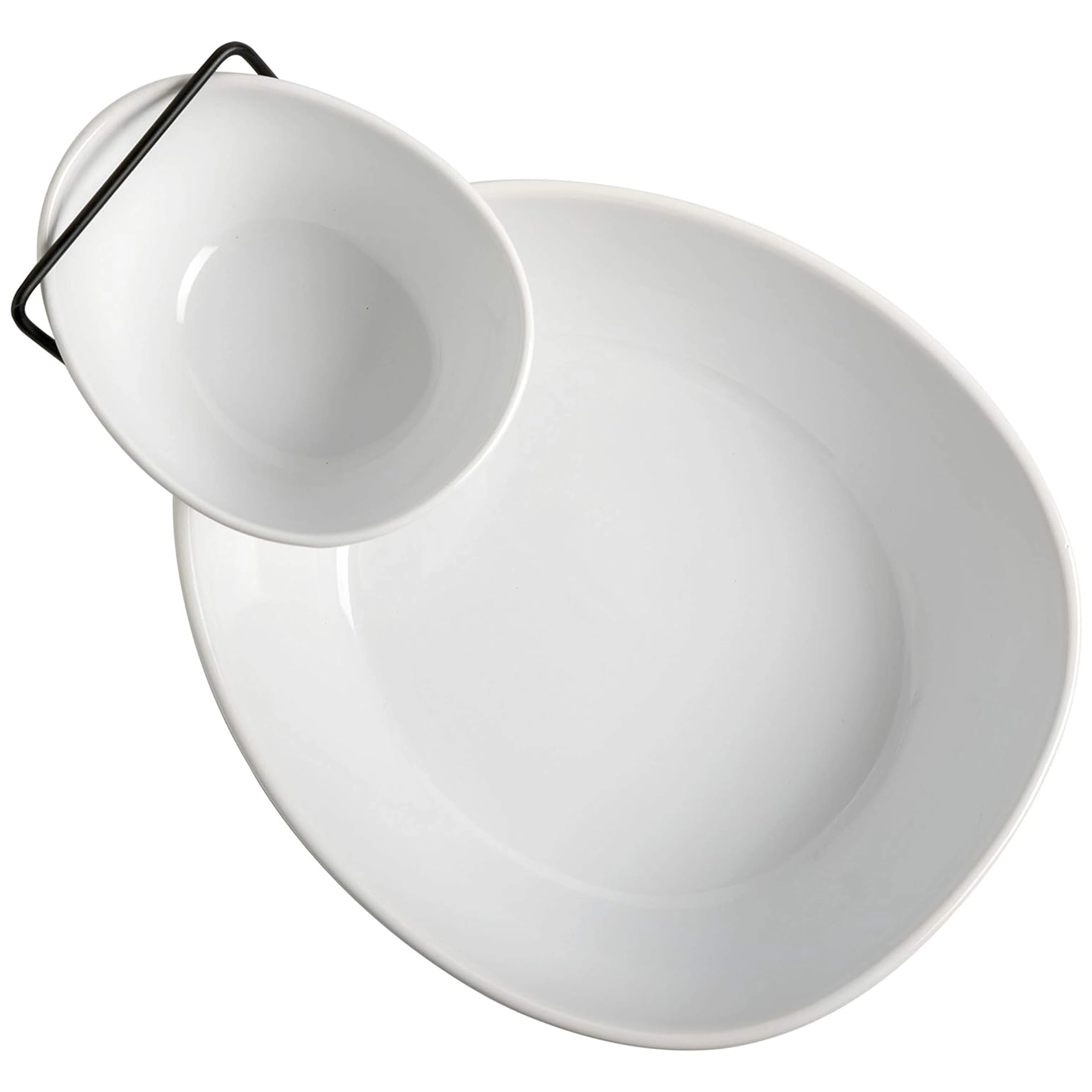 Gibson Gracious Dining 3 Piece 2 Tier Fine Ceramic Chip and Dip Serving Set in White