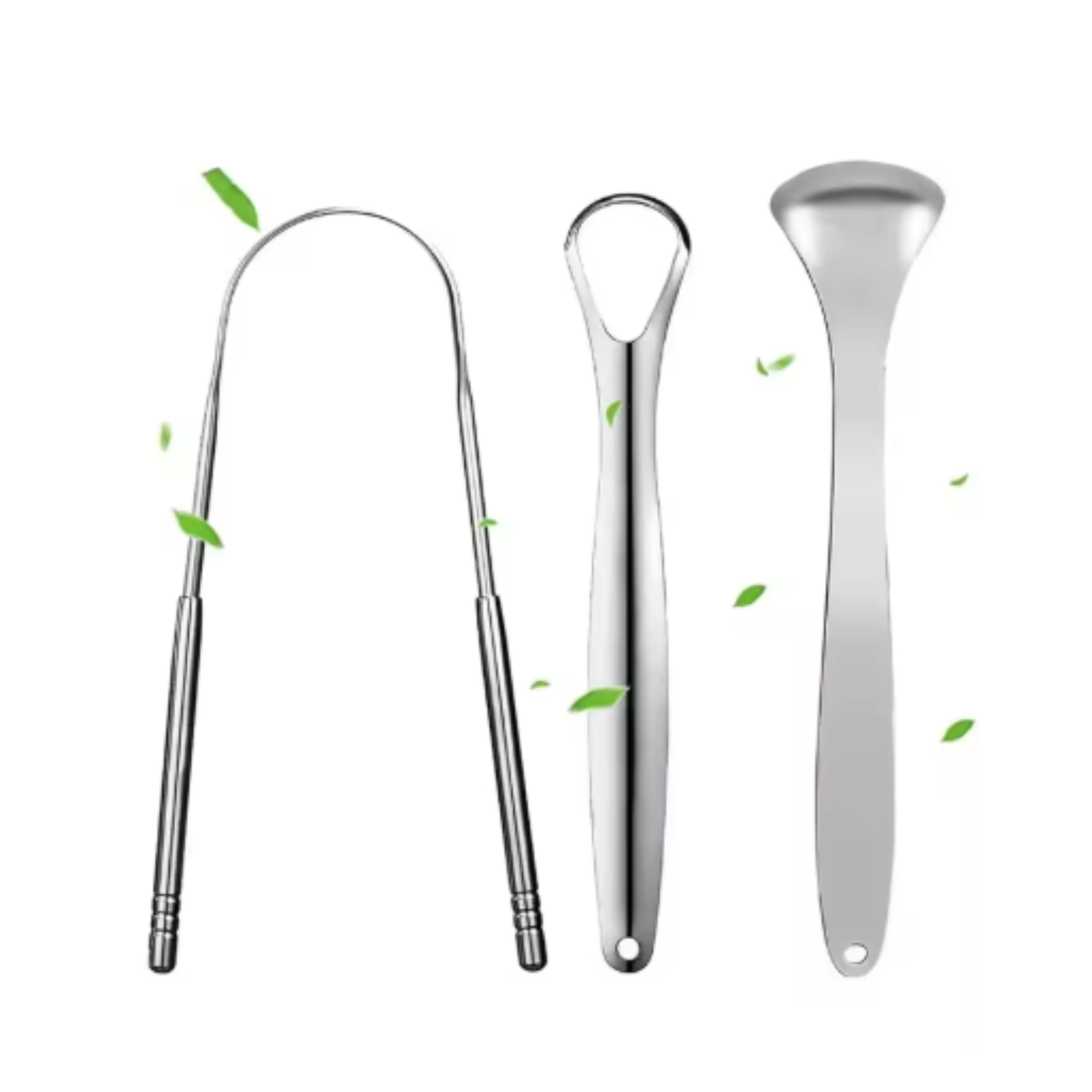 Kitcheniva 3 Pcs Stainless Steel Tongue Scraper With Storage Box Set