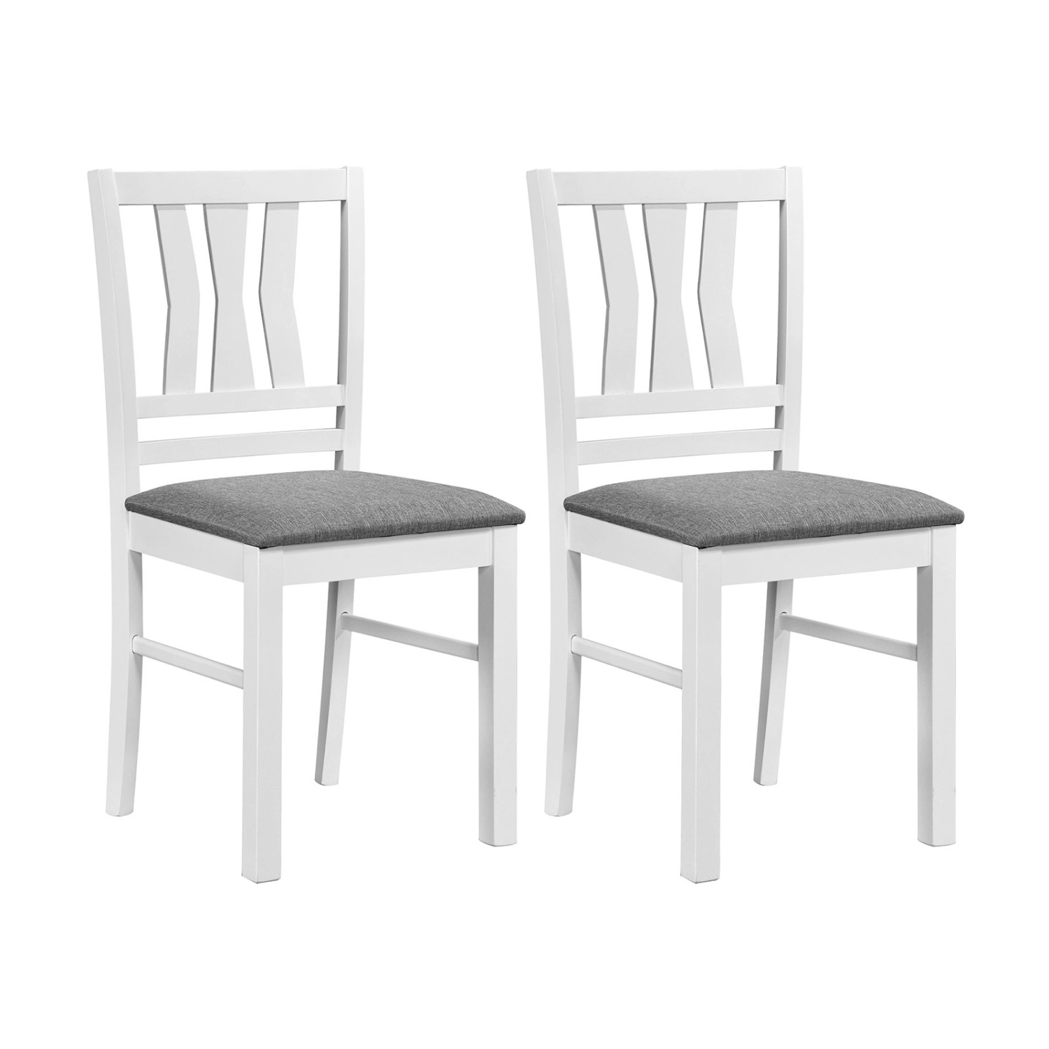 LJG Set of Linen Style Upholstered Kitchen Chairs with Wood Frames