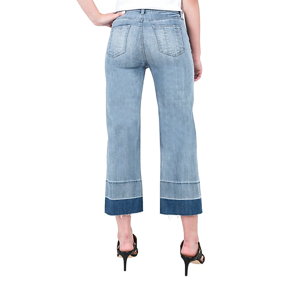 Standards & Practices Women's Undone Raw Hem Frayed Cropped Premium Ankle Jeans