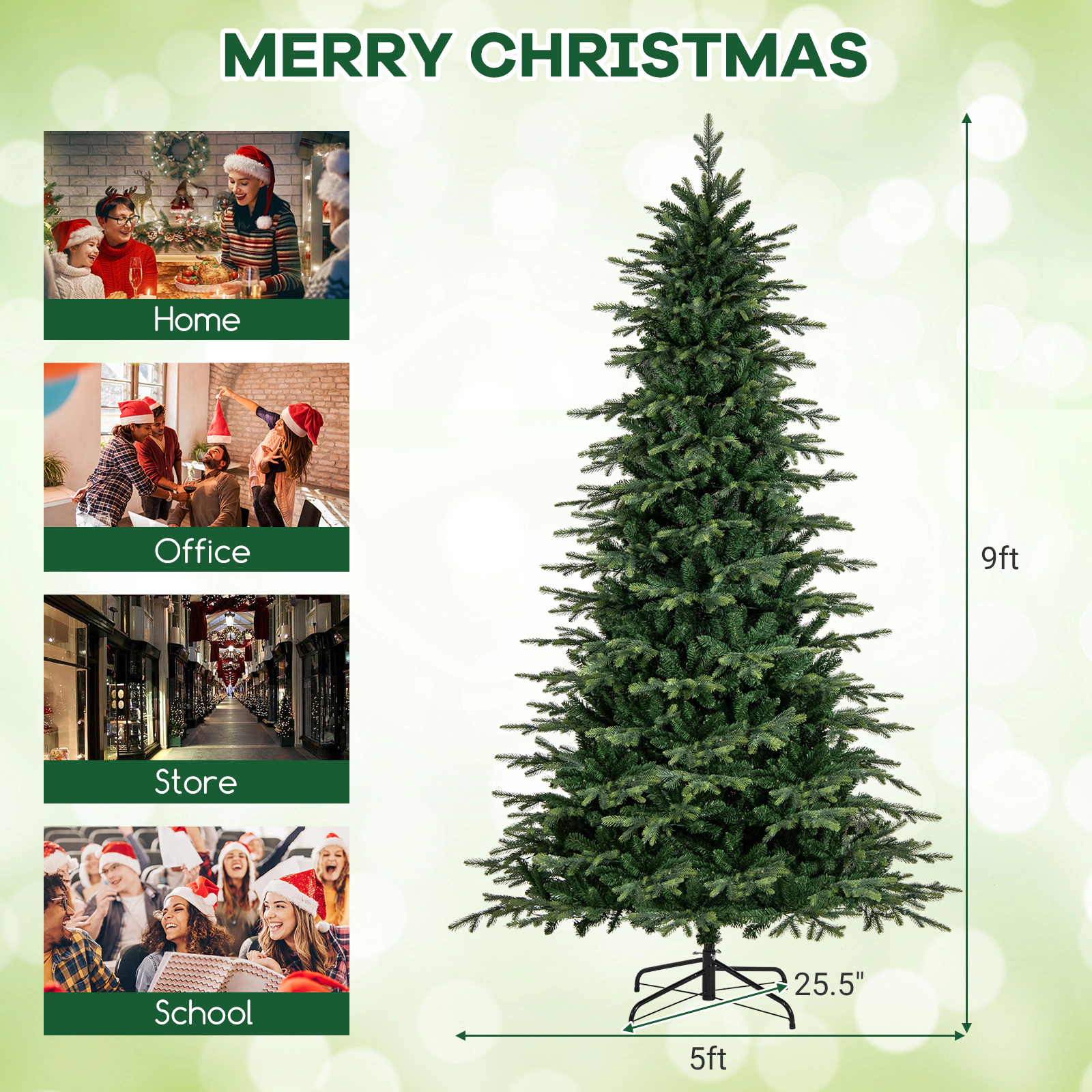 LJG Pre-Lit Artificial Christmas Tree with Warm White LED Lights