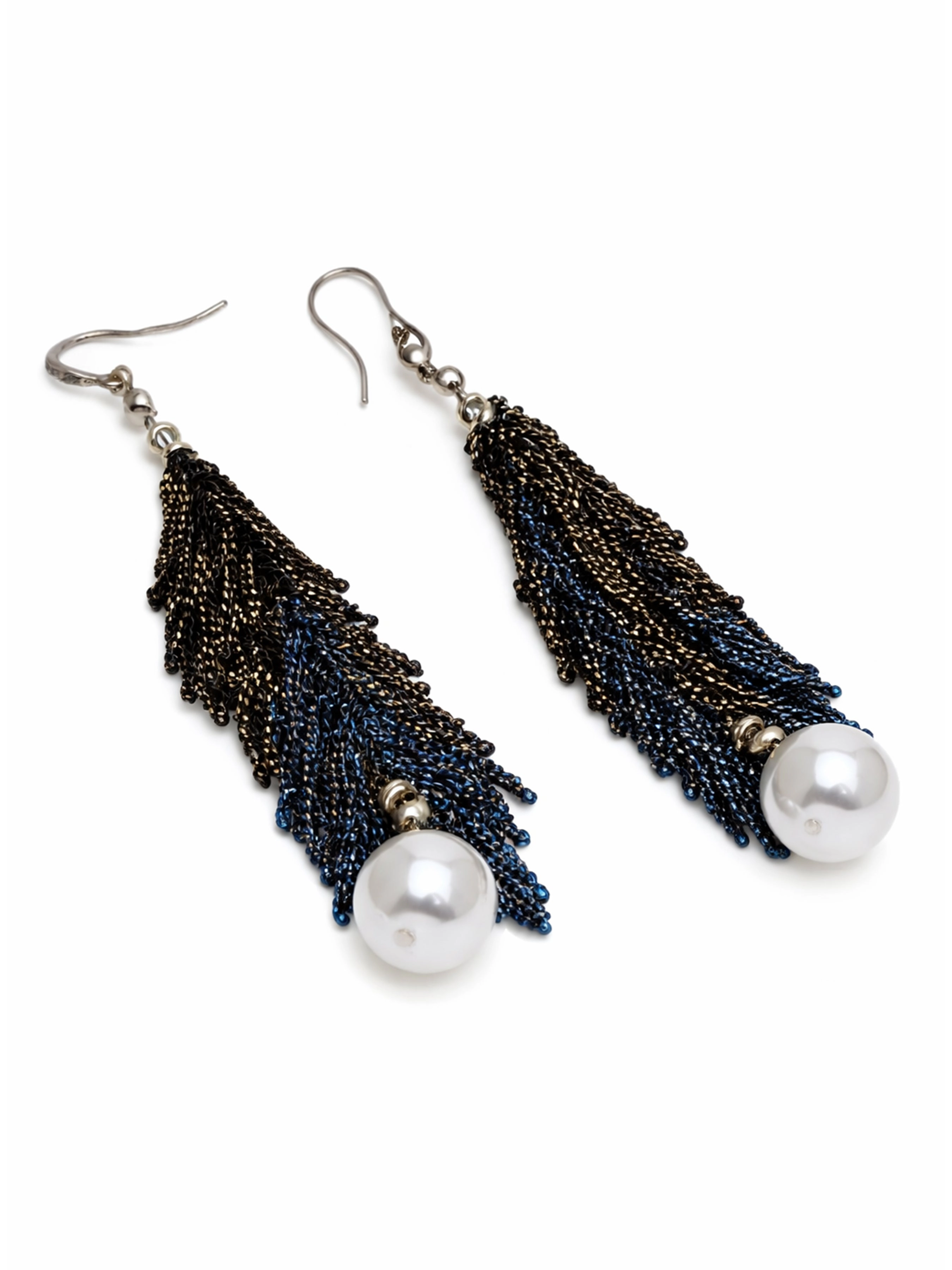 AGP PARIS Womens Ombre Chain Tassel Pearl Drop Earrings