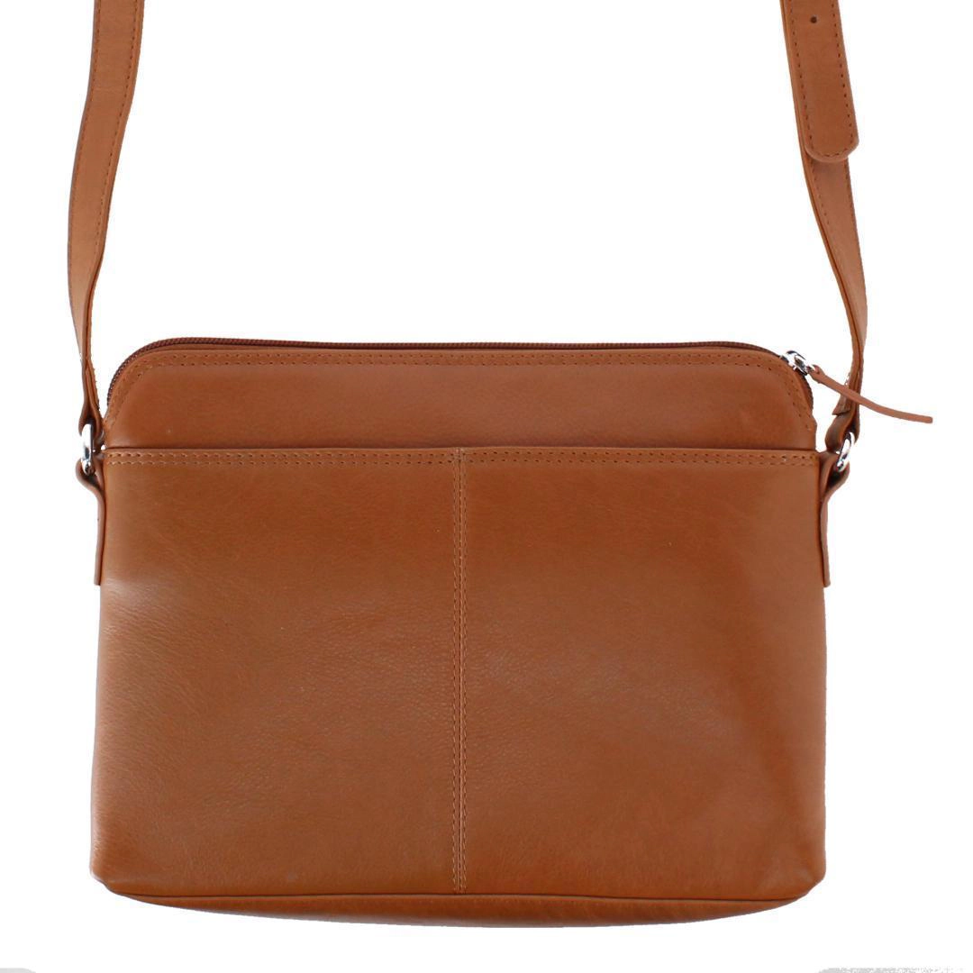CTM Women's Leather Shoulder Bag Purse with Side Organizer