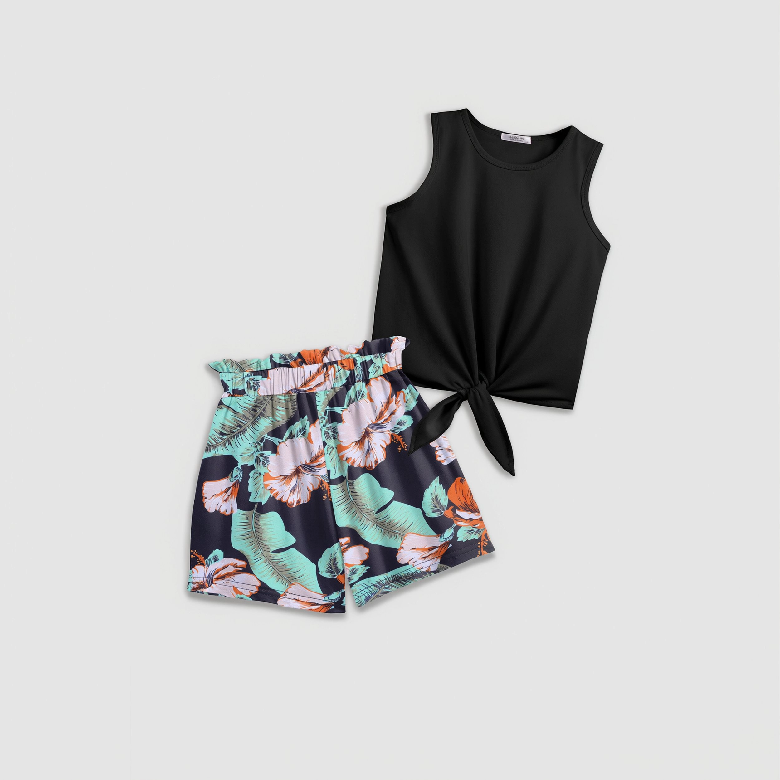 Arshiner Girls Summer Clothes Piece Sets Sleeveless Shirts And Shorts Set Kids Clothing Pockets