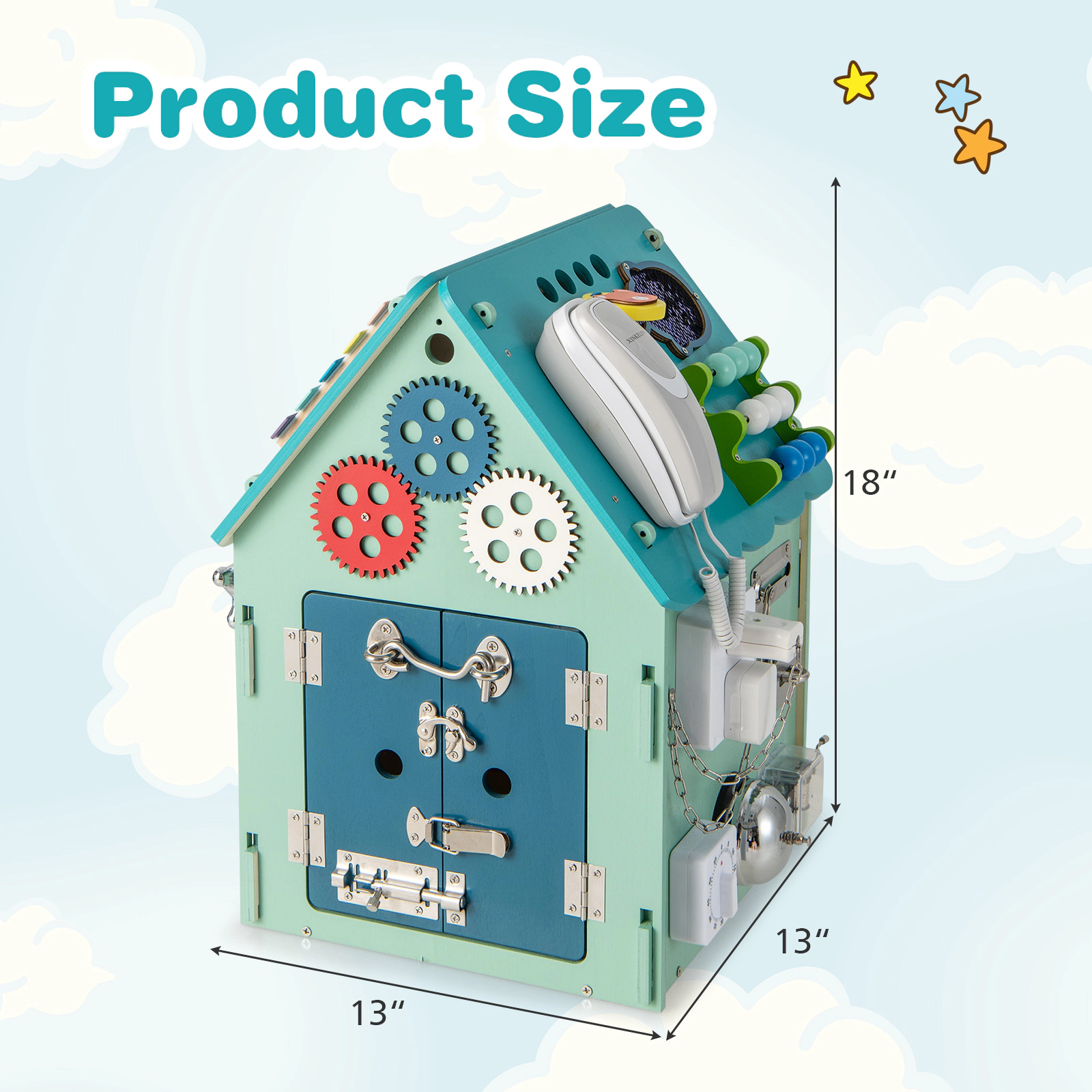 SUGIFT Blue Sensory Games and Interior Storage Space Kids Montessori Play House