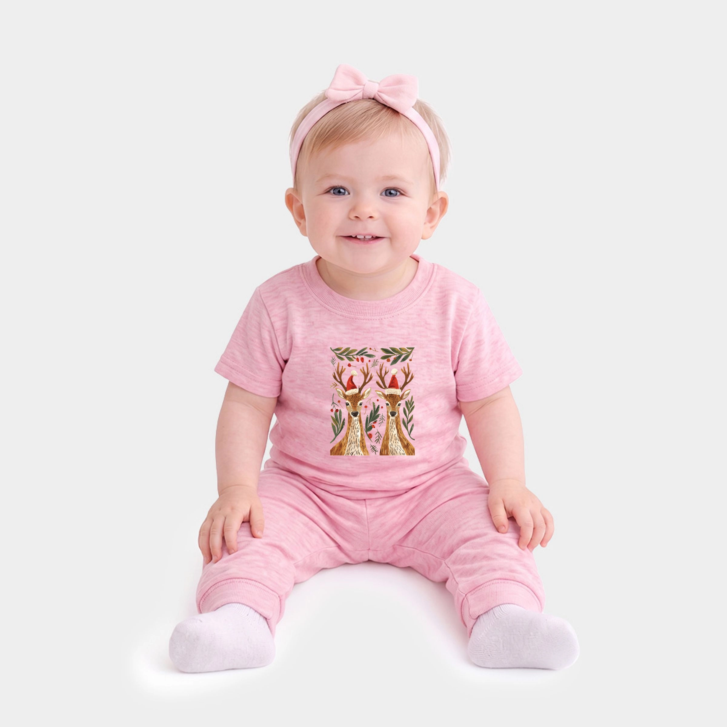 The Juniper Shop - Infant Jogger Pant Crew Set Christmas Deer Pair