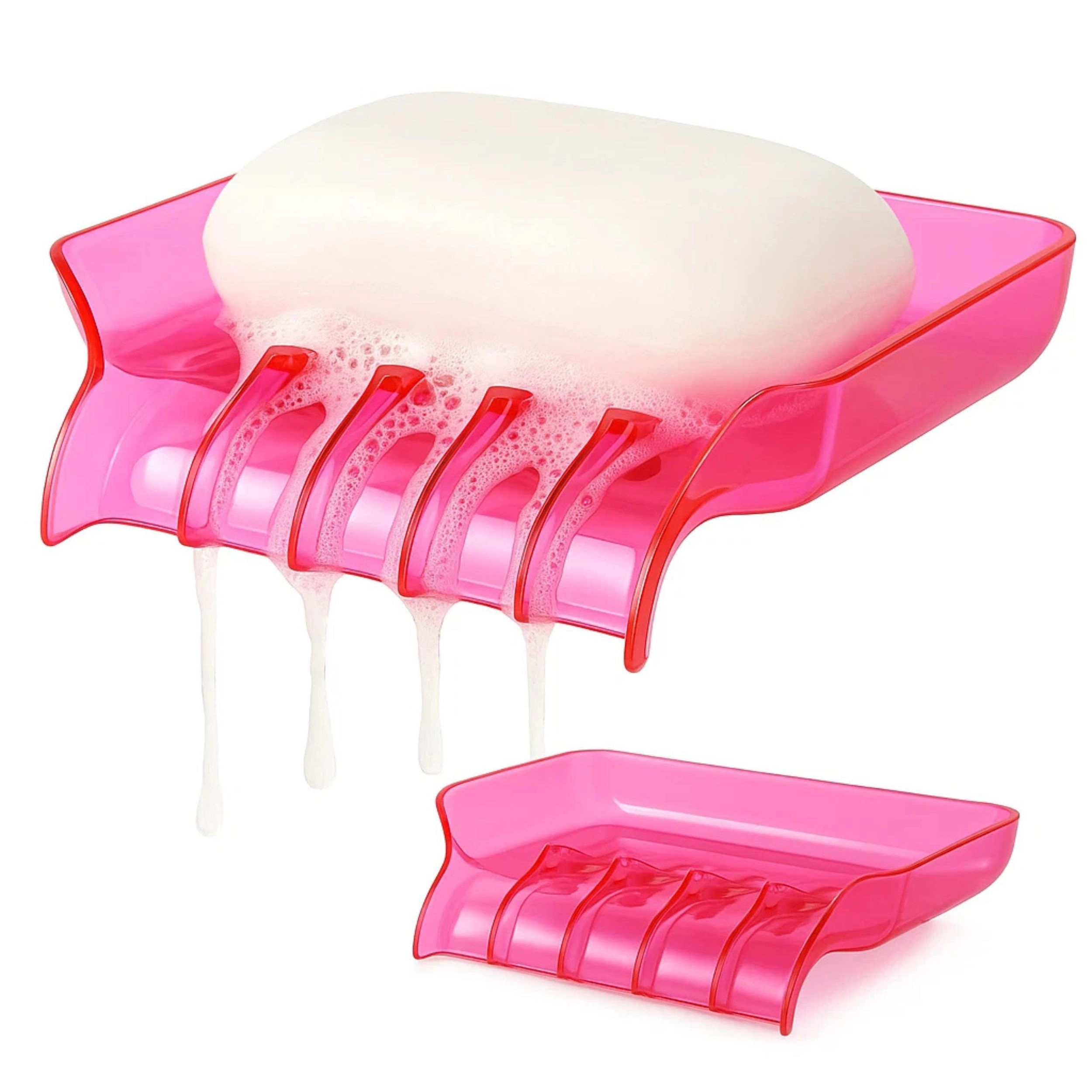 Home Collection Waterfall Soap Dishes with Suction Cups Soap Saver Trays Pack of 2