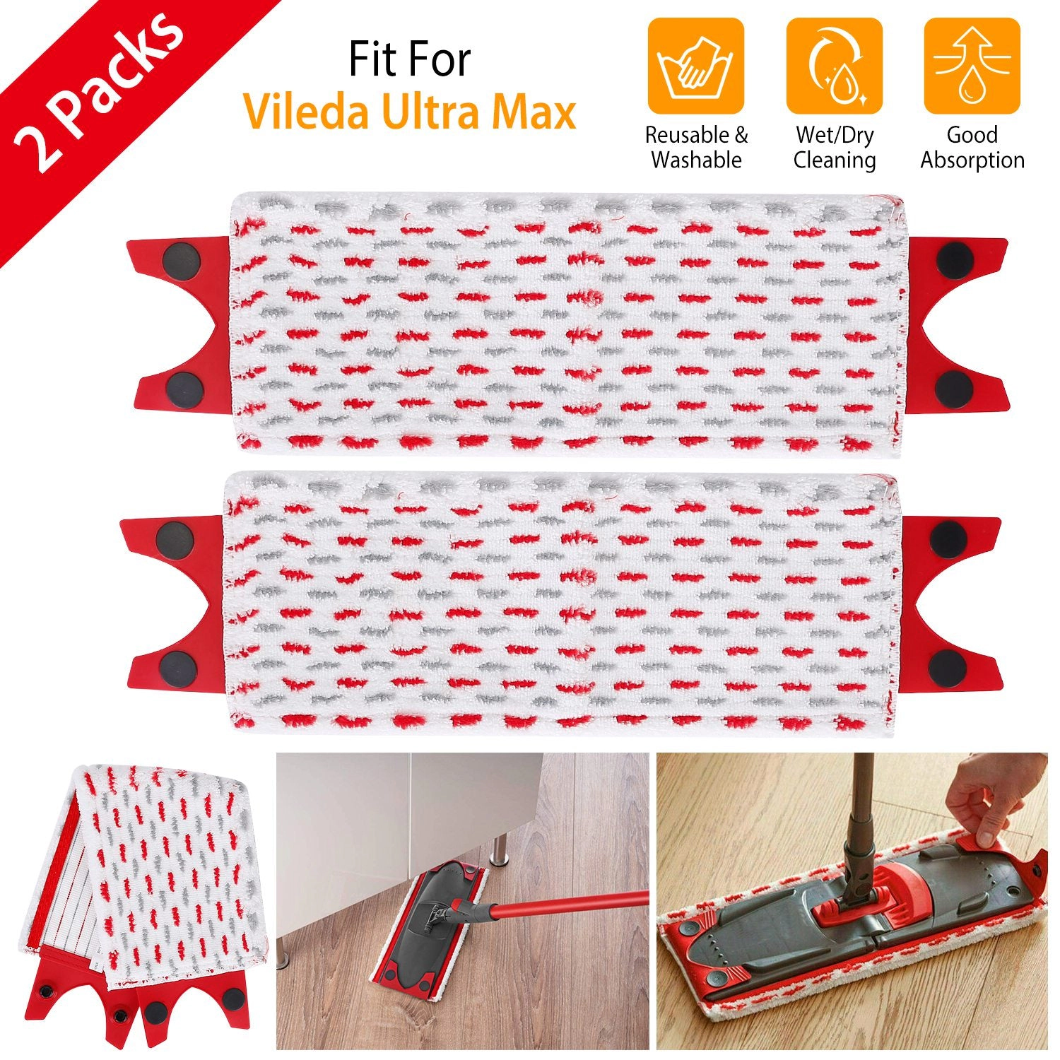 GBruno Washable Fiber Floor Mop Pads For Vileda