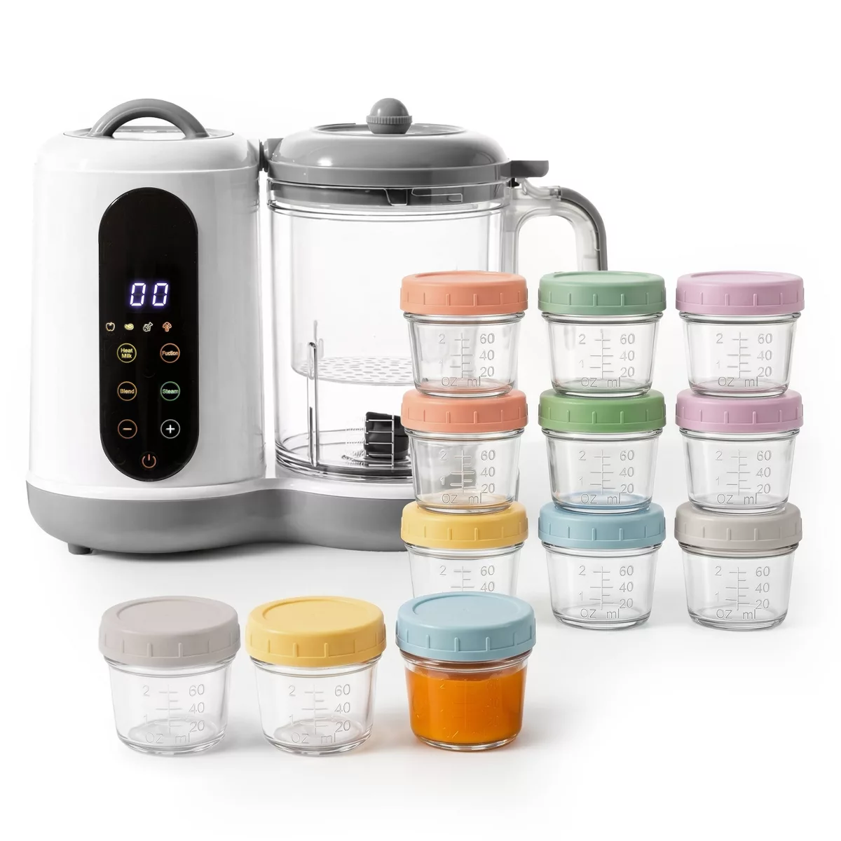 Sperric Baby Food Processor Steamer Blender w/ 12 Pack 4oz Glass Baby Food Storage Jars, BPA-Free Leakproof & Convenient