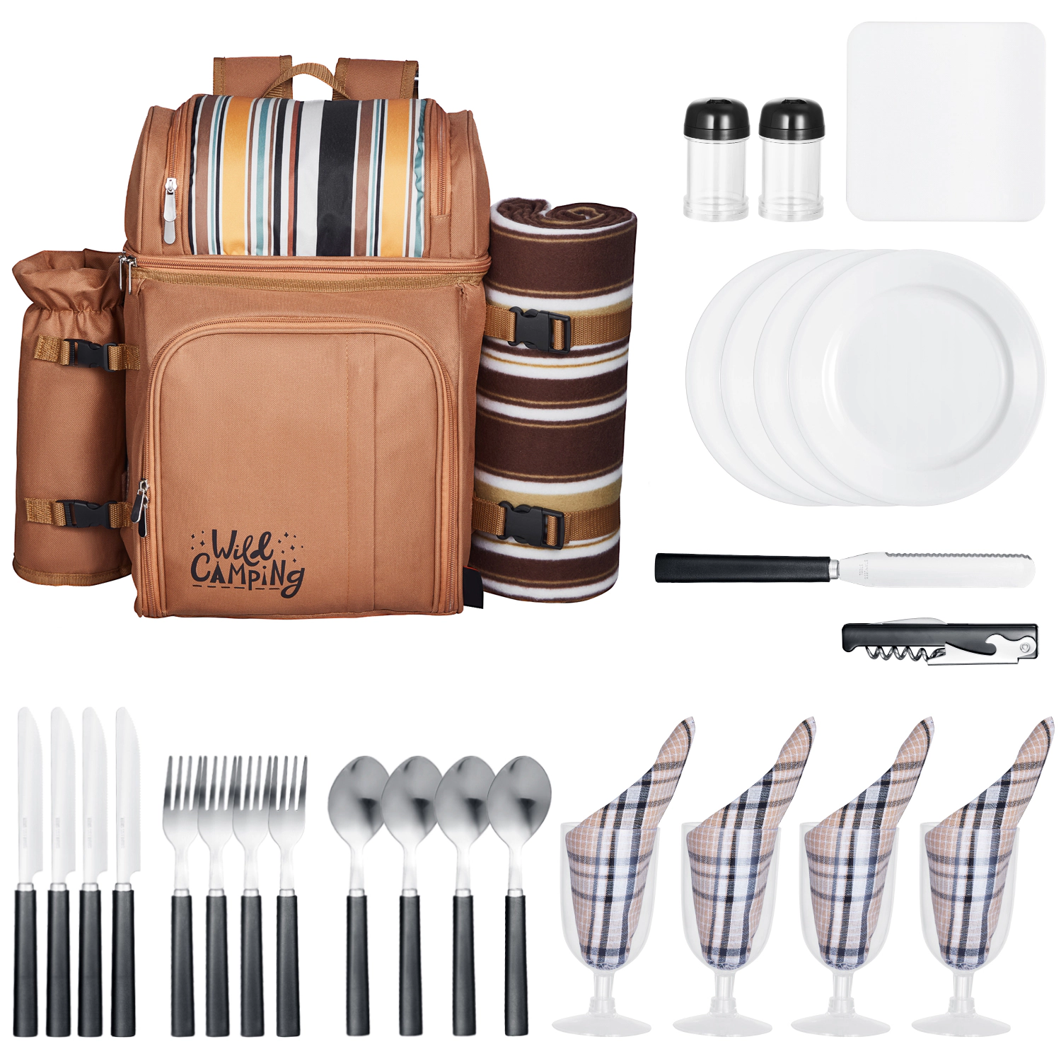 HONGGE Picnic Backpack Beach Bag for with Insulated Cooler Compartment Detachable Bottle/Wine Holder