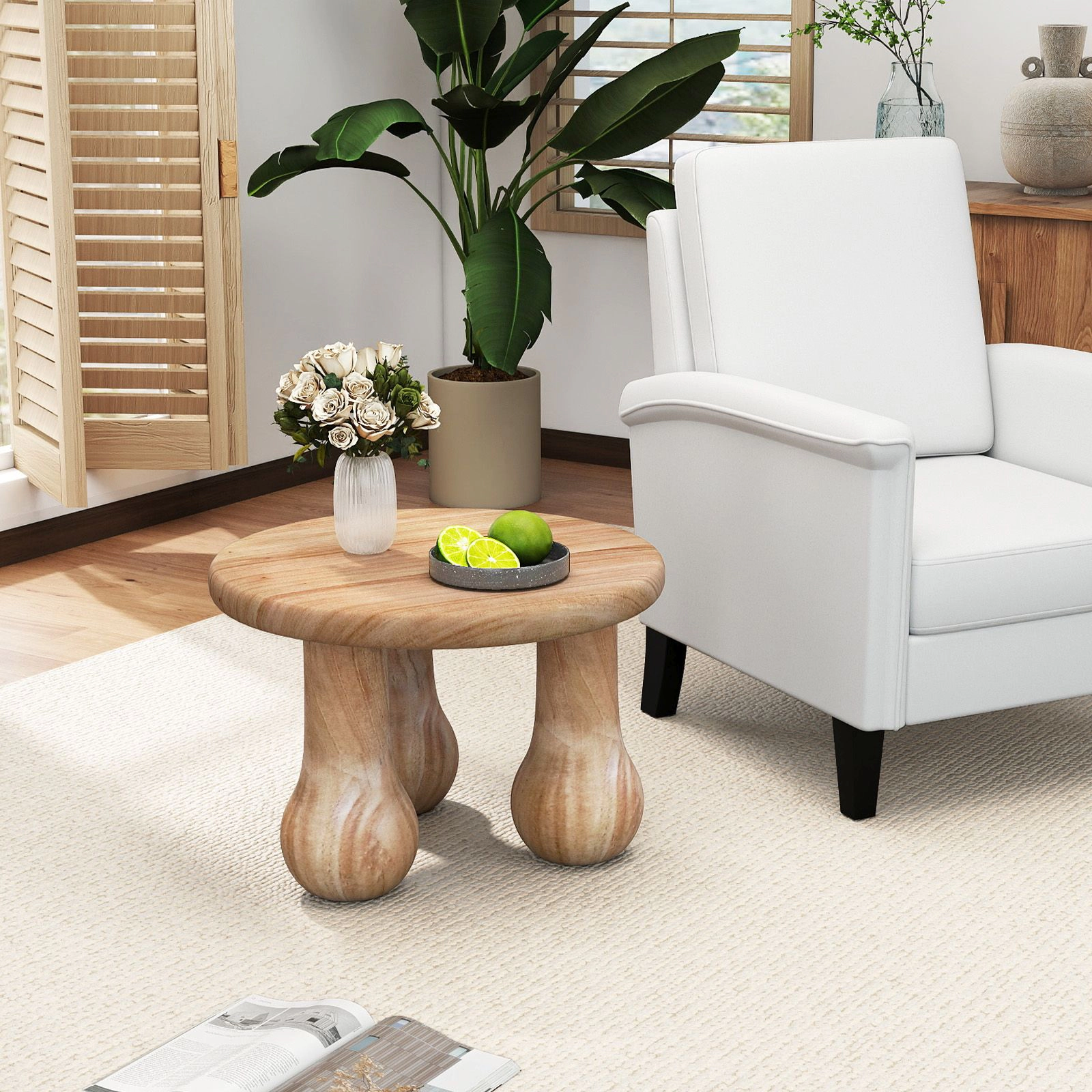 SlickBlue 24 Inch Mahogany Wood Coffee Table with Round Top