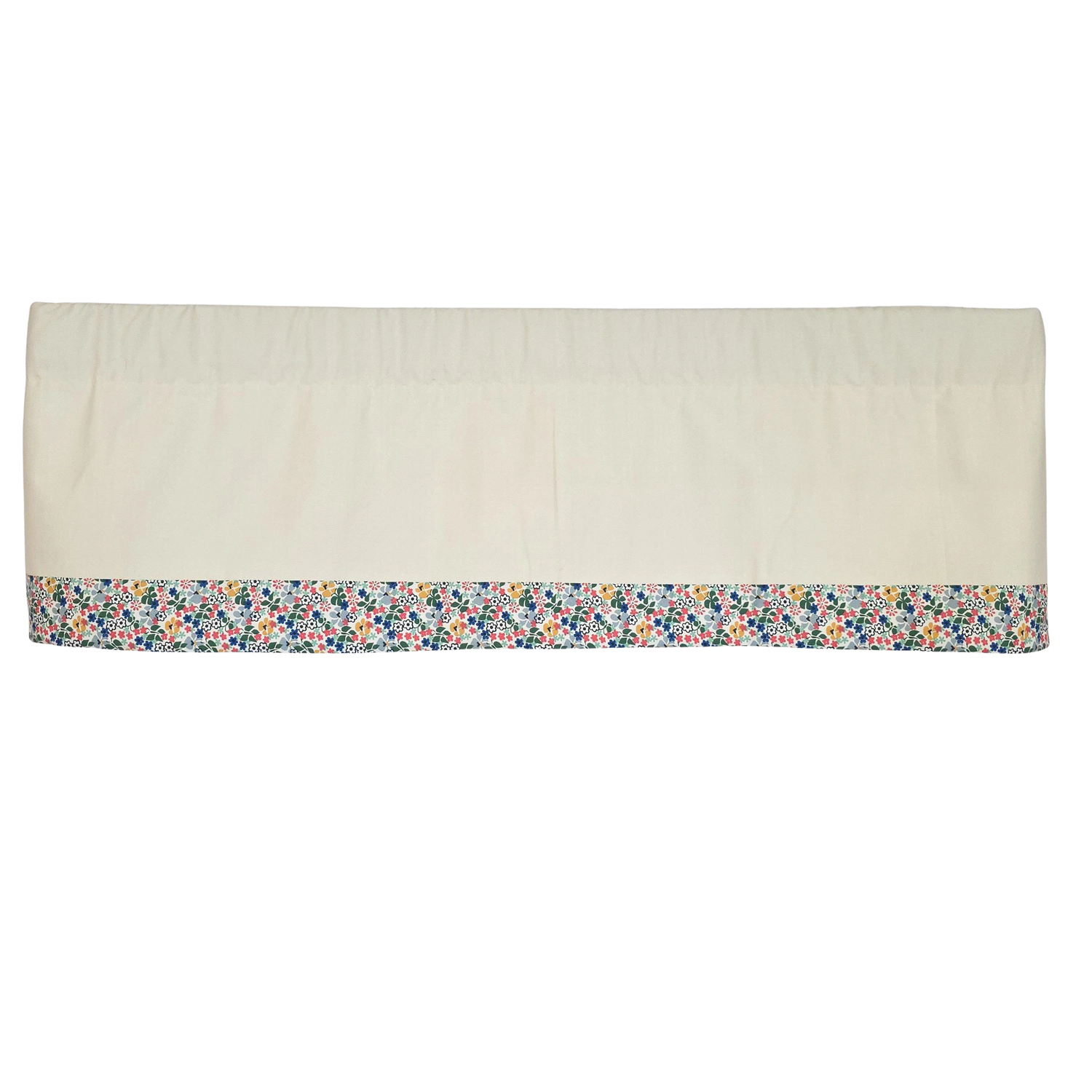 RLF Home Petite Flowers Banded Window Valance 100% Cotton Lined Rod Pocket 50" x 17" Multi