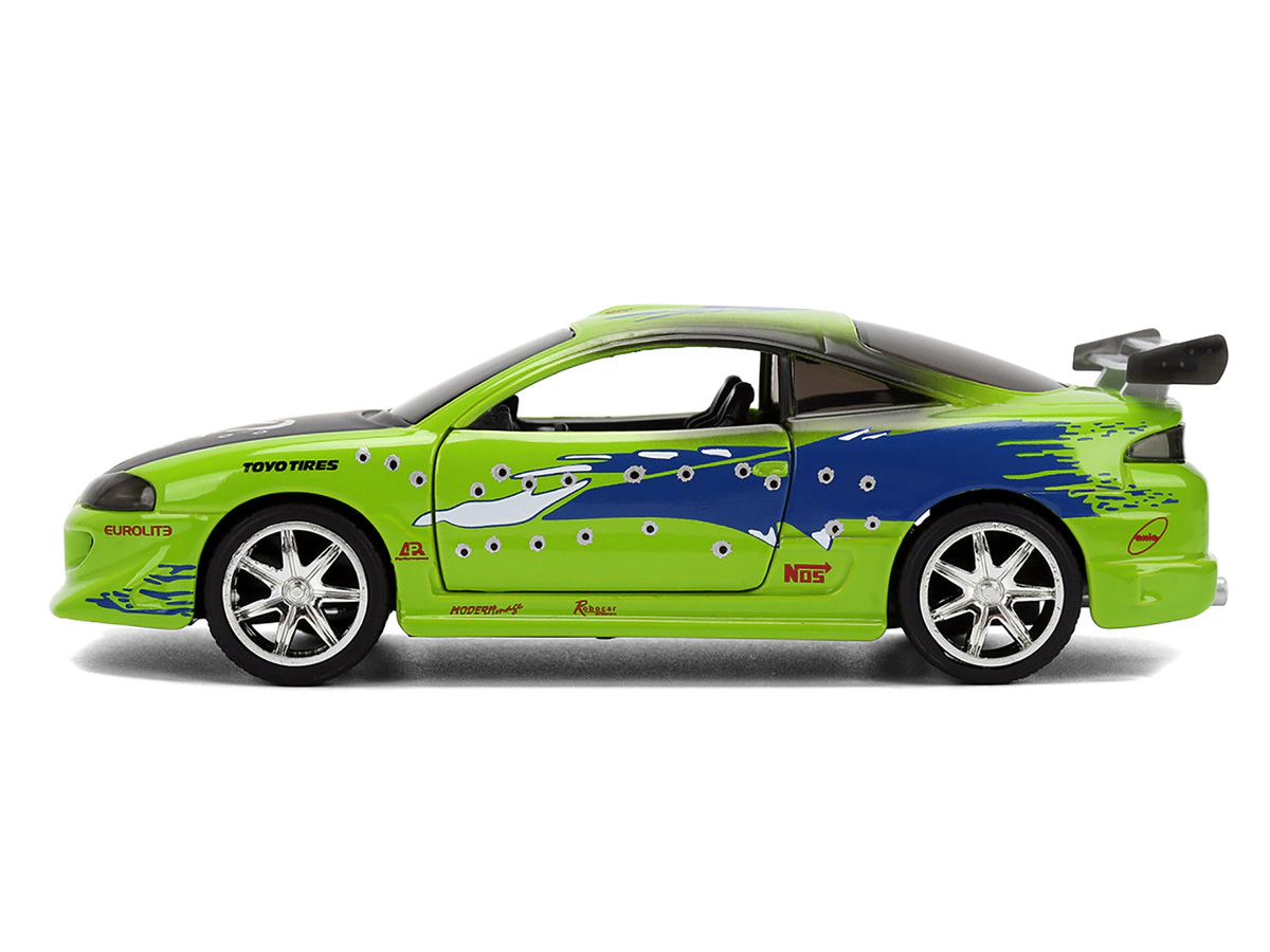 Jada Brian's Mitsubishi Eclipse Green with Graphics (Damaged Version) "25 Years of Fast & Furious" "The Fast