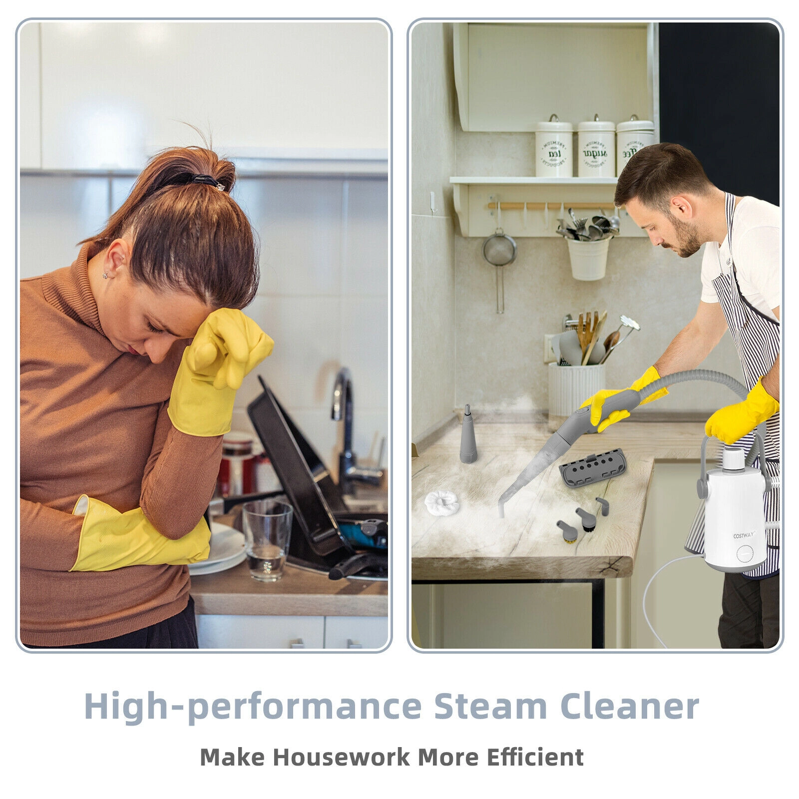 LJG 1000W Multifunction Portable Hand-Held Steam Cleaner with 10 Accessories