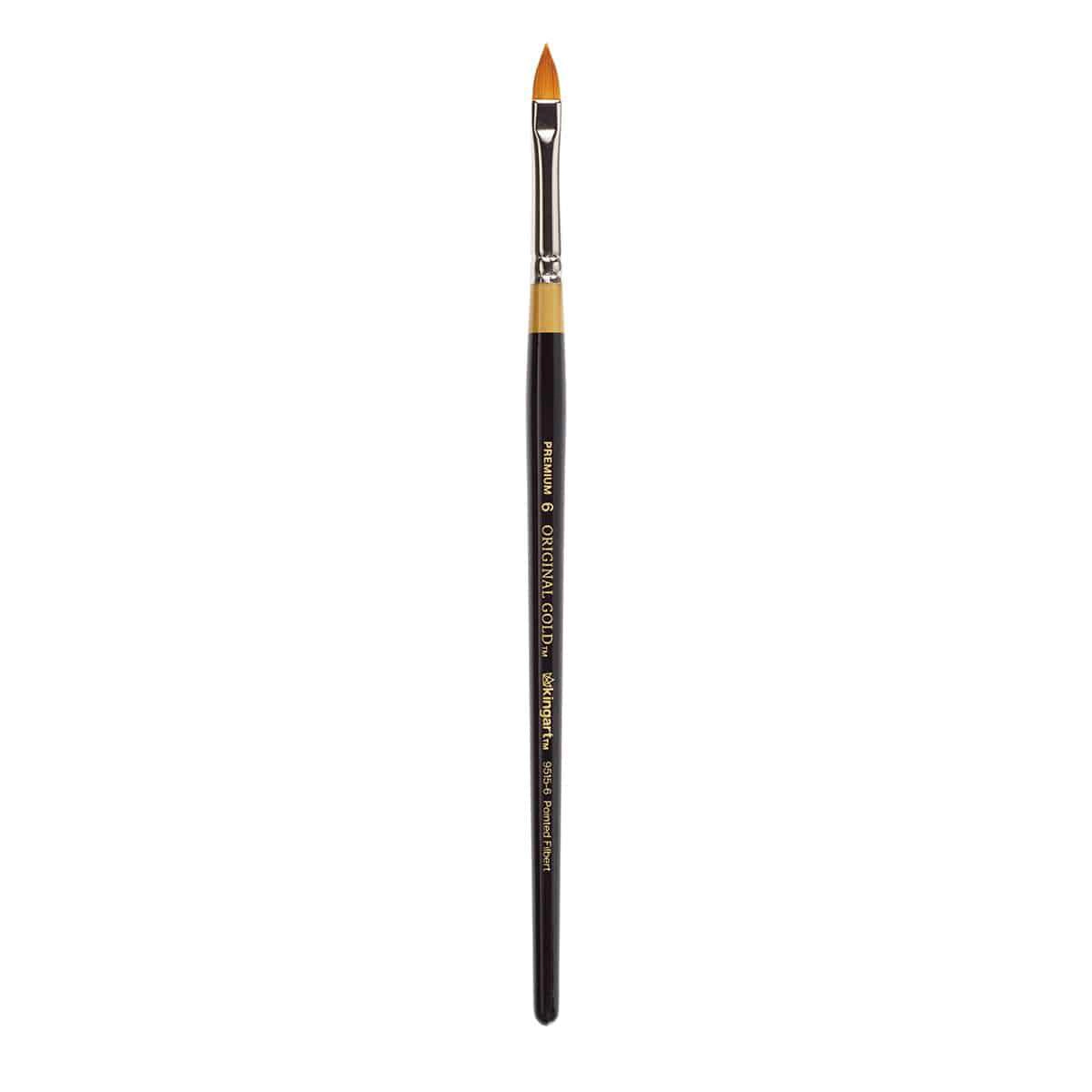 KINGART Original Gold 9515 Pointed Filbert Golden Taklon Brush - Premium Synthetic Artist Brush