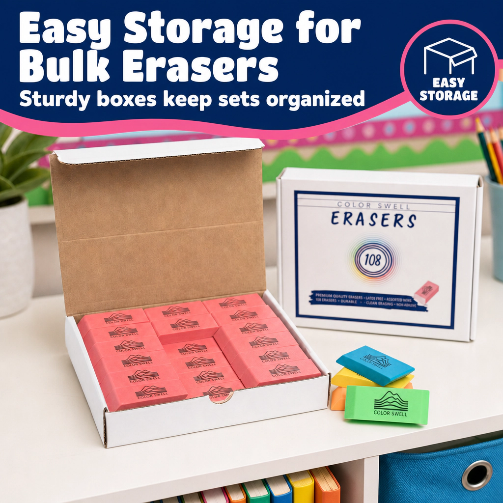 Color Swell Bulk Pink and Neon Erasers, 108 Total