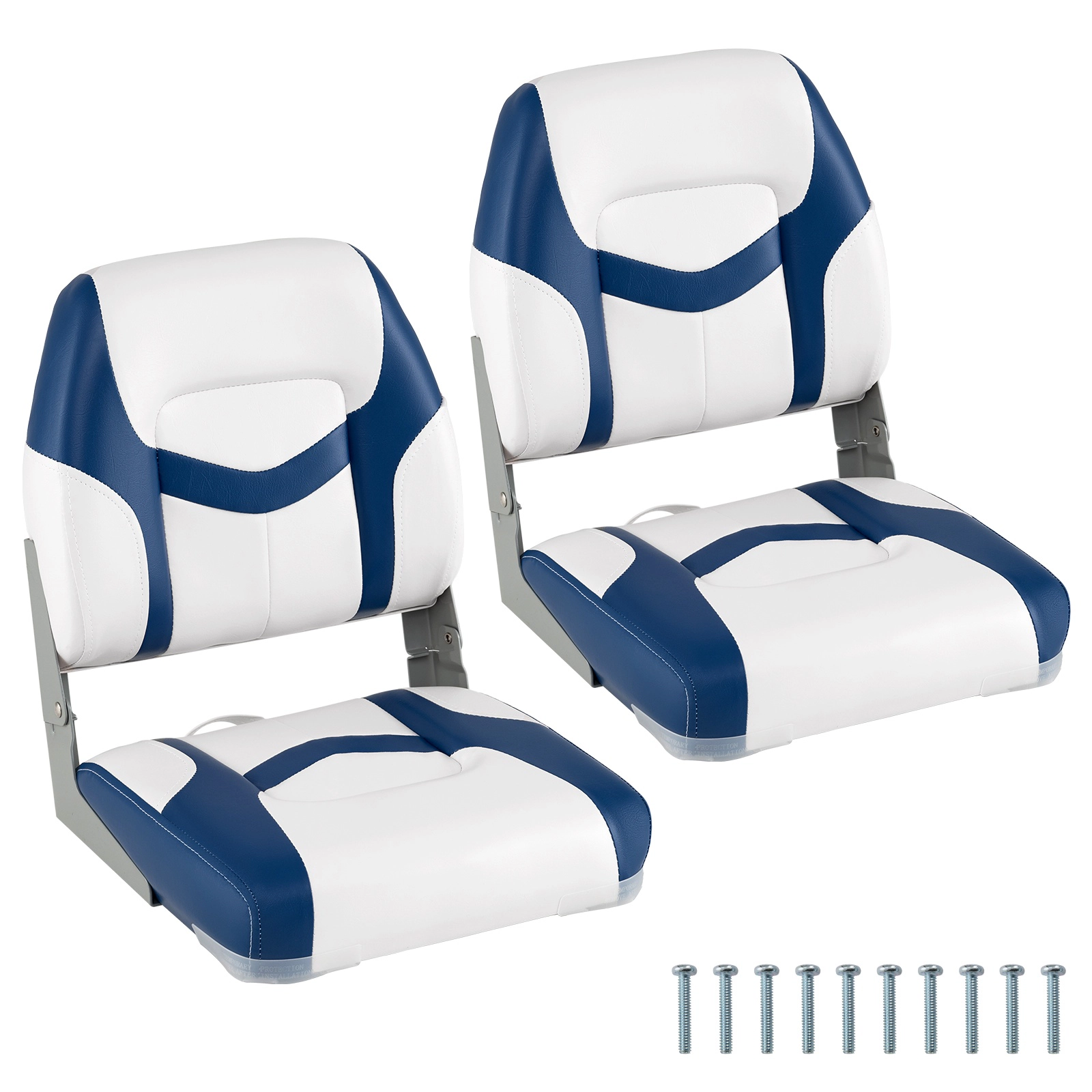SUGIFT 2-Pack Blue Folding Boat Seats with Aluminum Hinges 16.5-in W 19.5-in D 20-in H 330-lb Seat Capacity