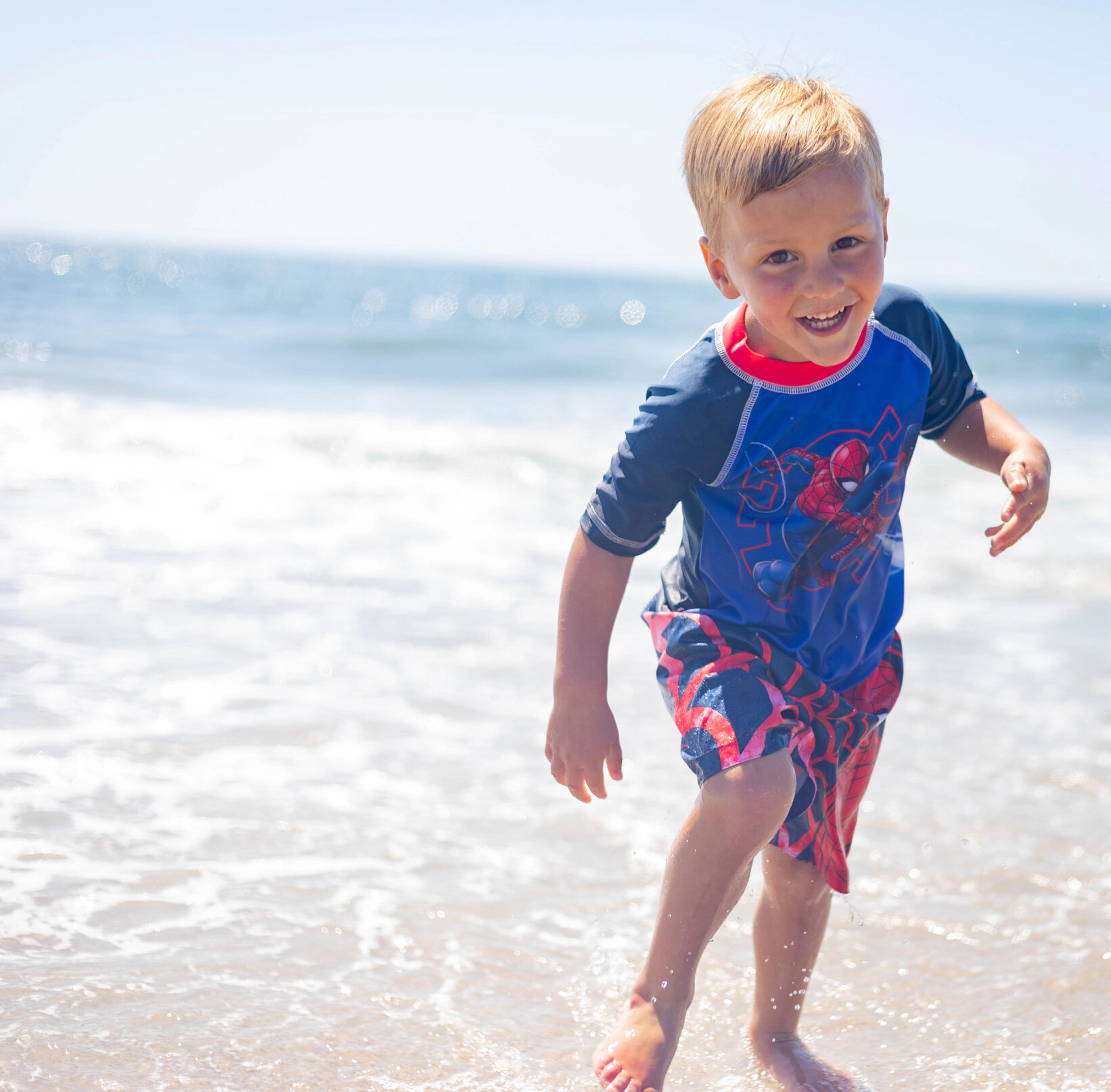 Marvel Spider-Man Boys' Rash Guard and Swim Trunks Set