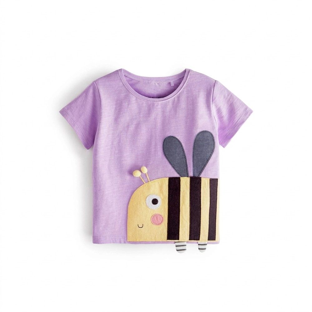 19076 MyKids-USA Baby Animal Patch Short Sleeve Round Neck Tee