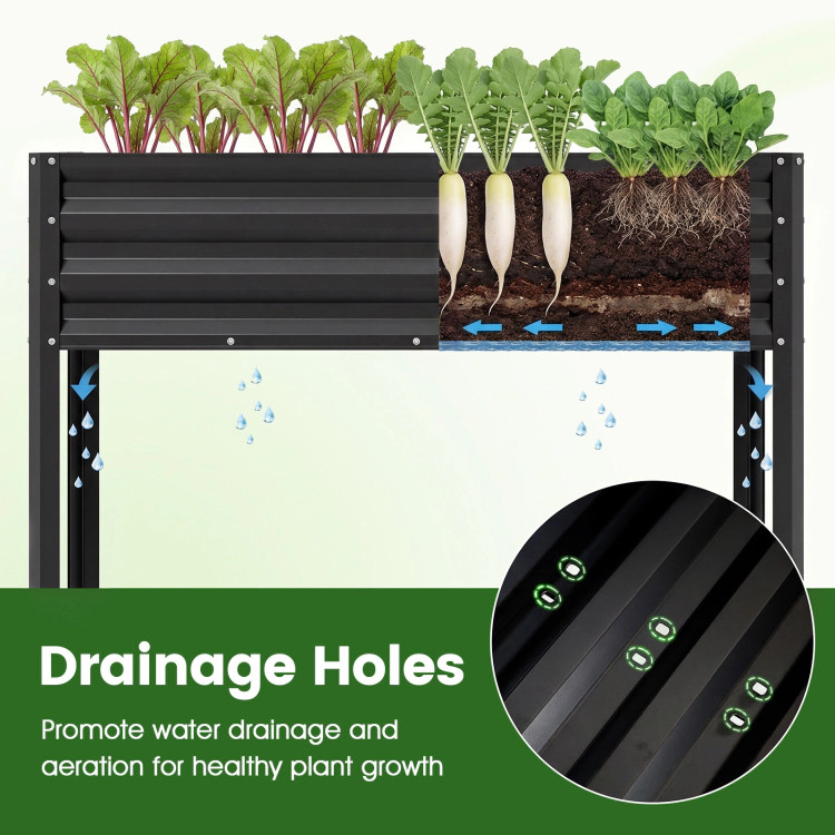 Hivvago Raised Garden Bed Set of 2 Electro-Coating Metal Large Elevated Planter Box