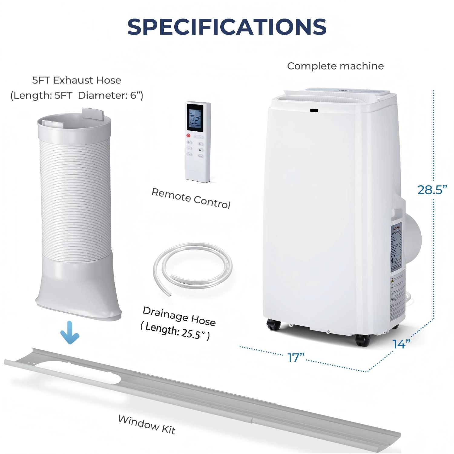 SUGIFT 12000-BTU 450-sq ft 3-in-1 Portable Air Conditioner with 75-Pint Dehumidifier and 3 Fan Speeds