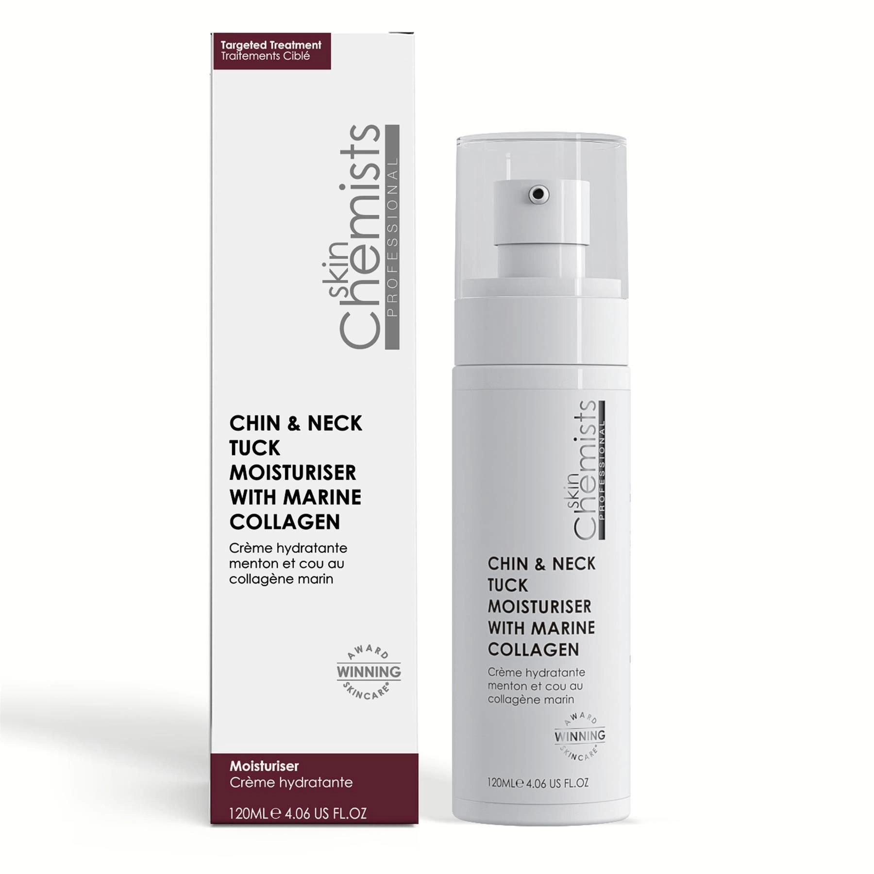 skinChemists Chin & Neck Tuck Moisturiser 120ml - Marine Collagen, Vitamin C & Shea Butter for Firming and Wrinkle Smoothing