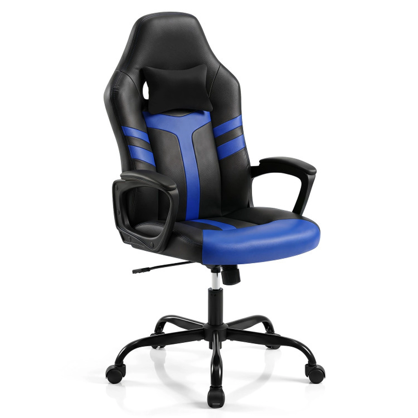 SUGIFT Blue Removable Head Pillow and Rocking Function Faux Leather Office Chair