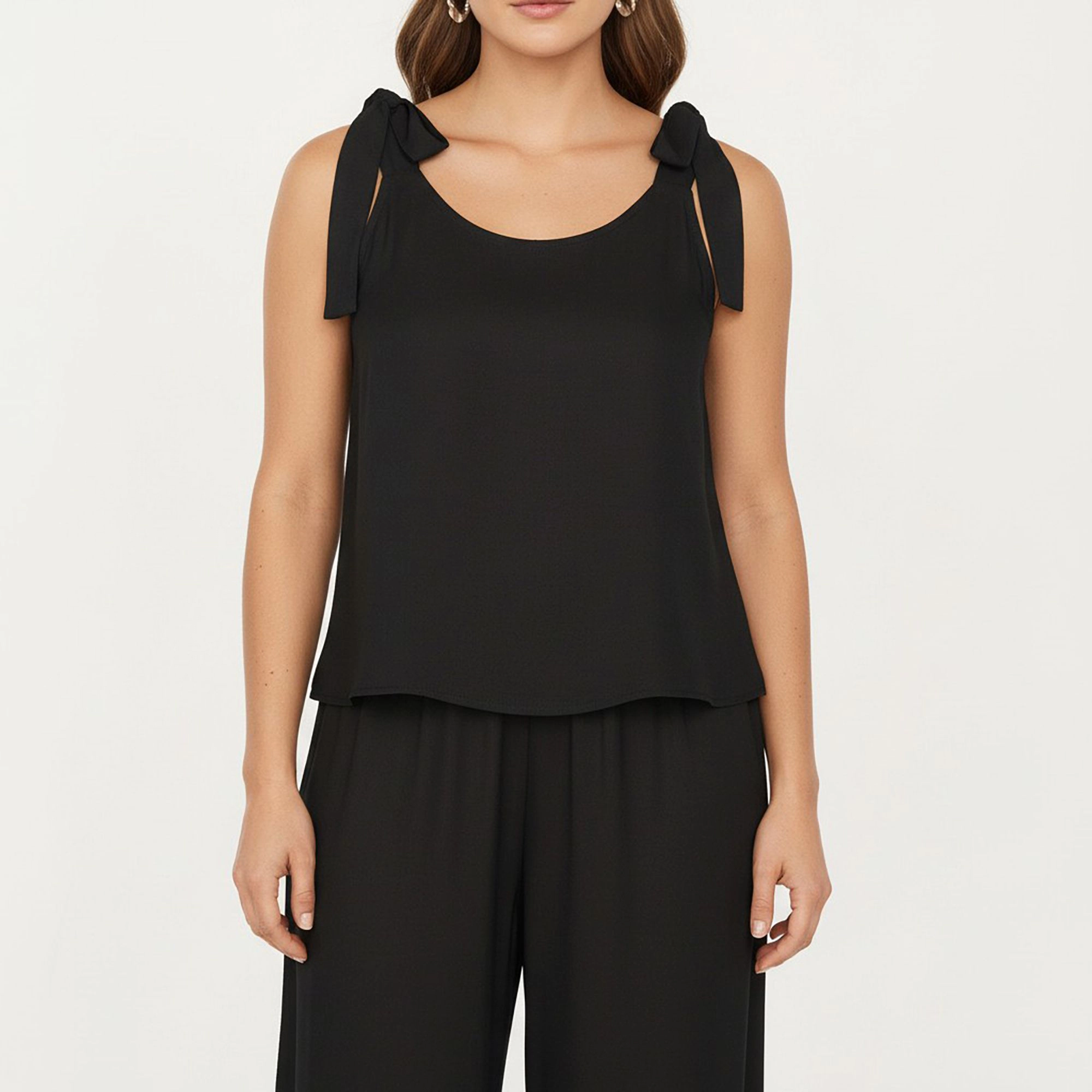 Anna-Kaci Women's Plus Sleeveless Wide Leg Pajama Sets Tie Shoulder Straps Relaxed Fitted Silhouette and Pants