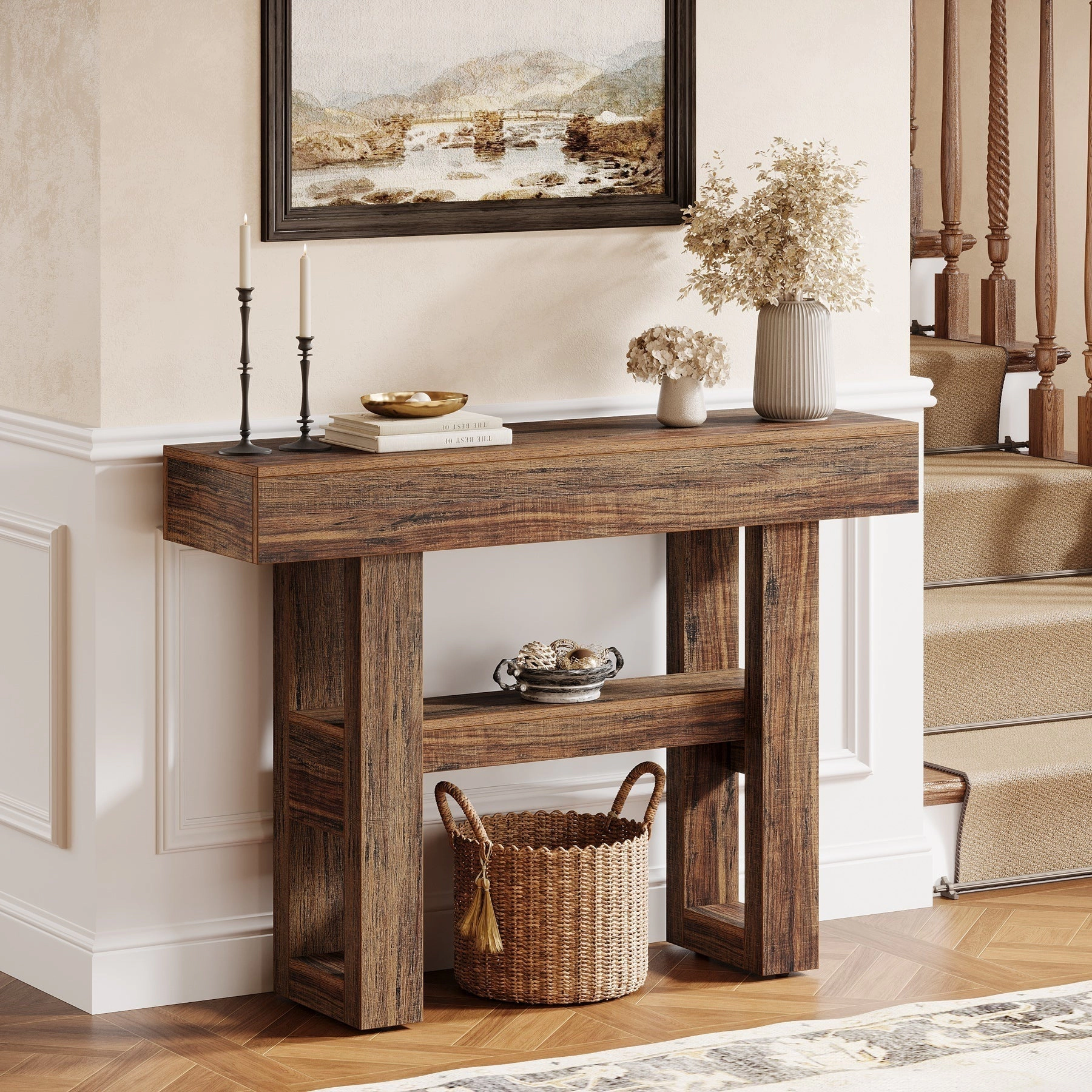 Tribesigns 41.3" Console Table, 2-Tier Narrow Sofa Entryway Table with Storage