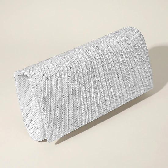 Fashnzfab Pleated Shimmery Evening Clutch Crossbody Bag