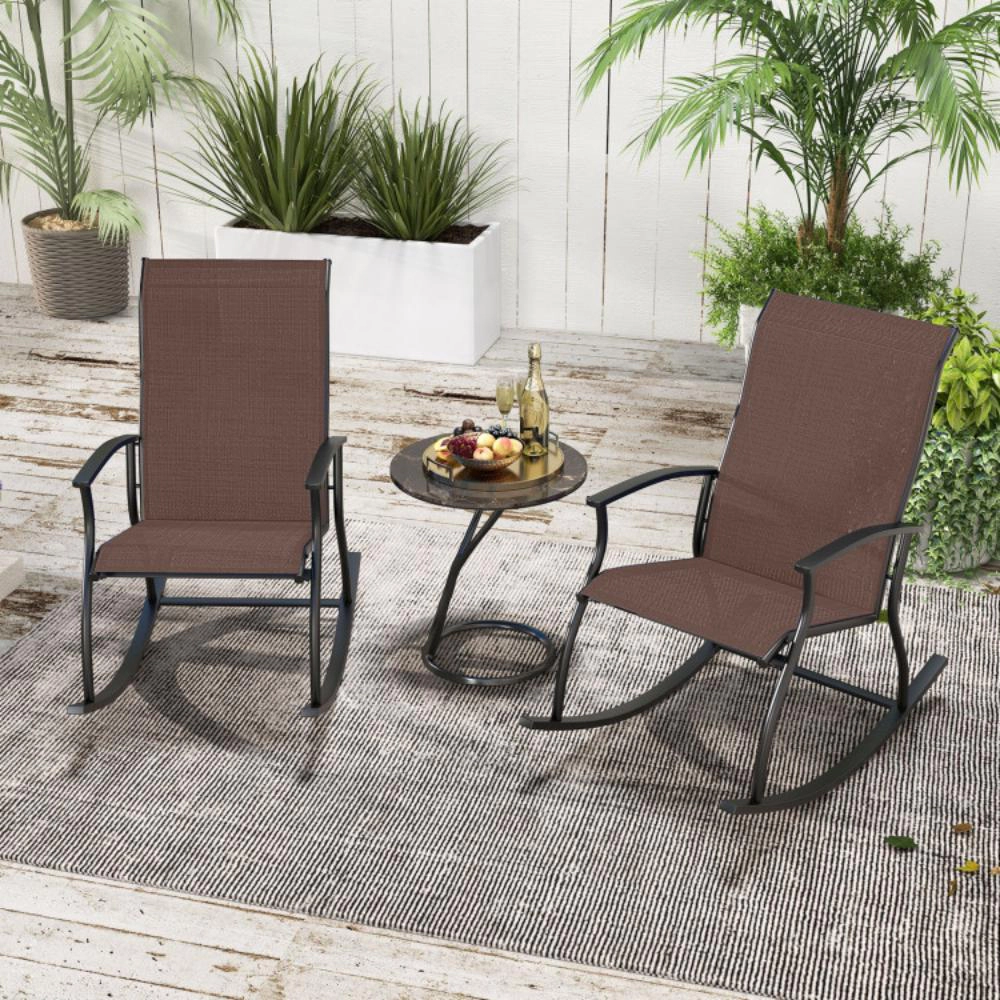 Hivvago 2 Pieces Outdoor Rocking Chairs With Breathable Backrest