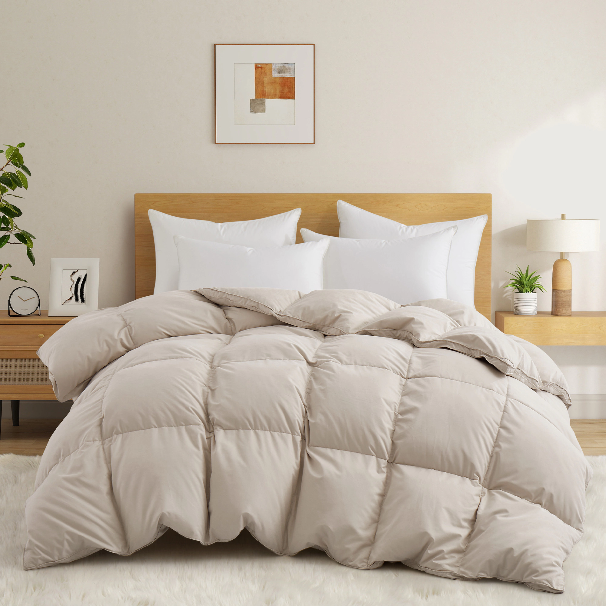 PEACENEST Warm Goose Feather Fiber Comforter Winter Cozy Duvet Insert