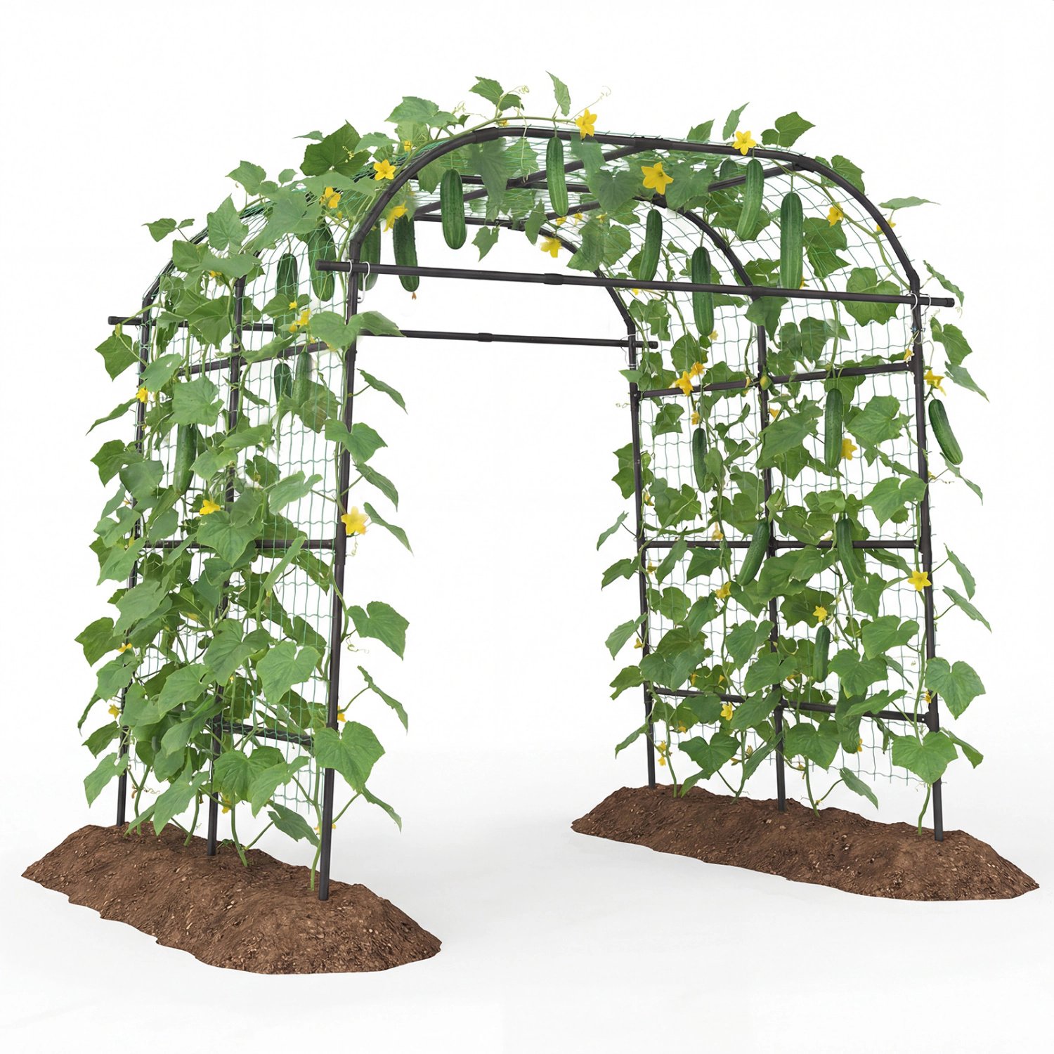 LJG 7.5 FT Tall Metal Garden Arch Trellis for Climbing Plants Outdoor