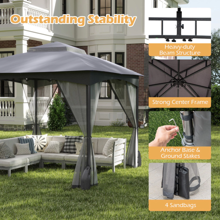 Hivvago 10 X FT Heavy-Duty Patio Gazebo with Netting Walls and 4 Sandbags