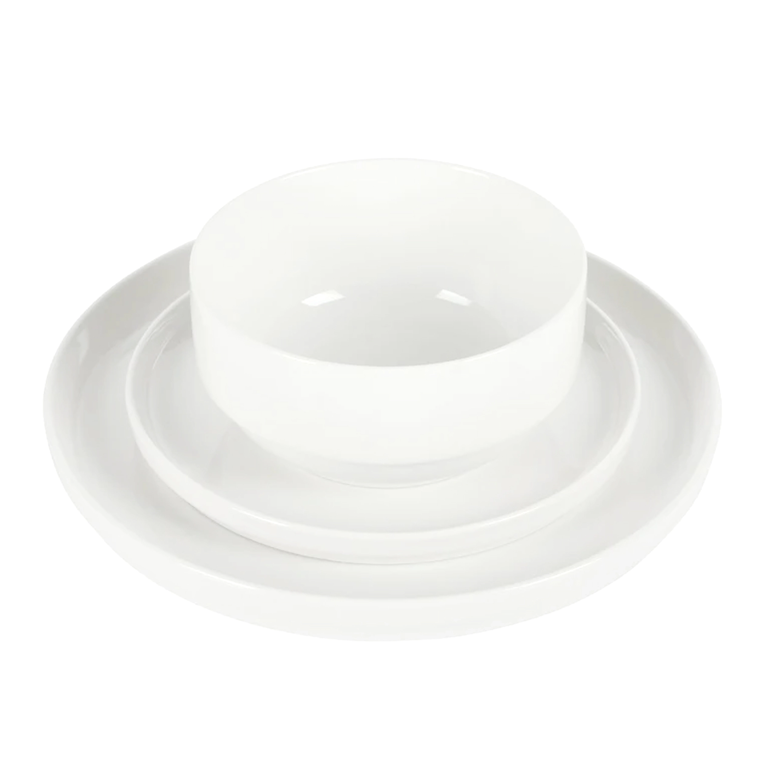 Gibson Home Snowscape 12 Piece fine Ceramic Stackable Dinnerware Set in White