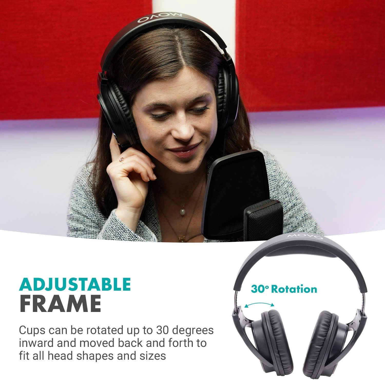 Movo MH-100 Hi-Fi Studio Headphones with Microphone