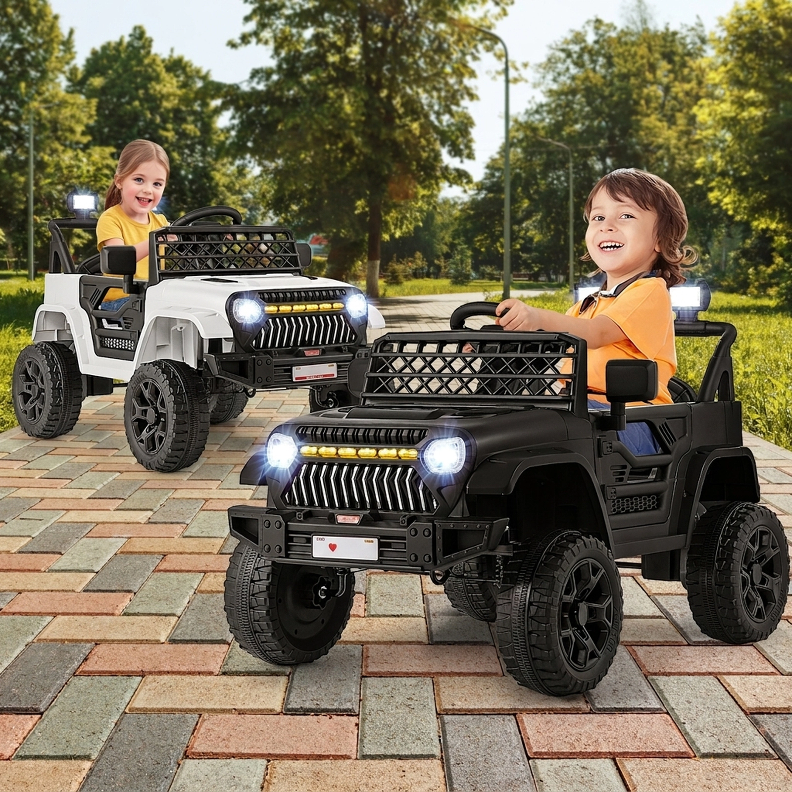 12V Kids Ride On Truck with Parent Remote Two-Level Child Speed and USB Music Player for Ages 3+ LED Lights Electric Car