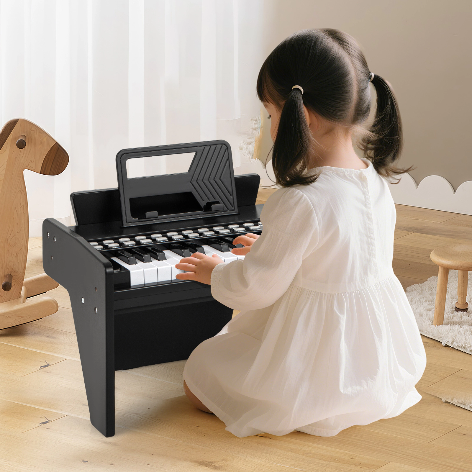 SUGIFT 25-Key Kids Piano Keyboard with Adjustable Speed and Volume Ages 3+ 15-in Wide Black