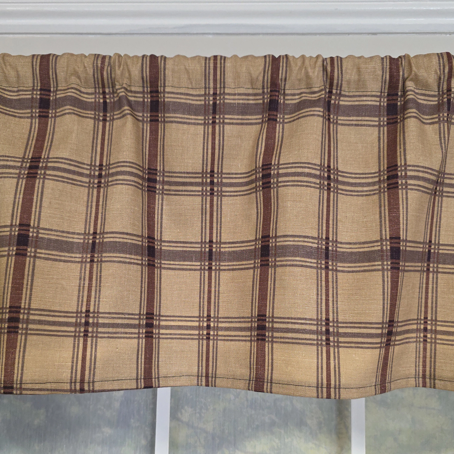 RLF Home 100% Cotton Clambake Plaid Tailored  Unlined Windows Rod Pocket Valance 51" x 12"  Grape