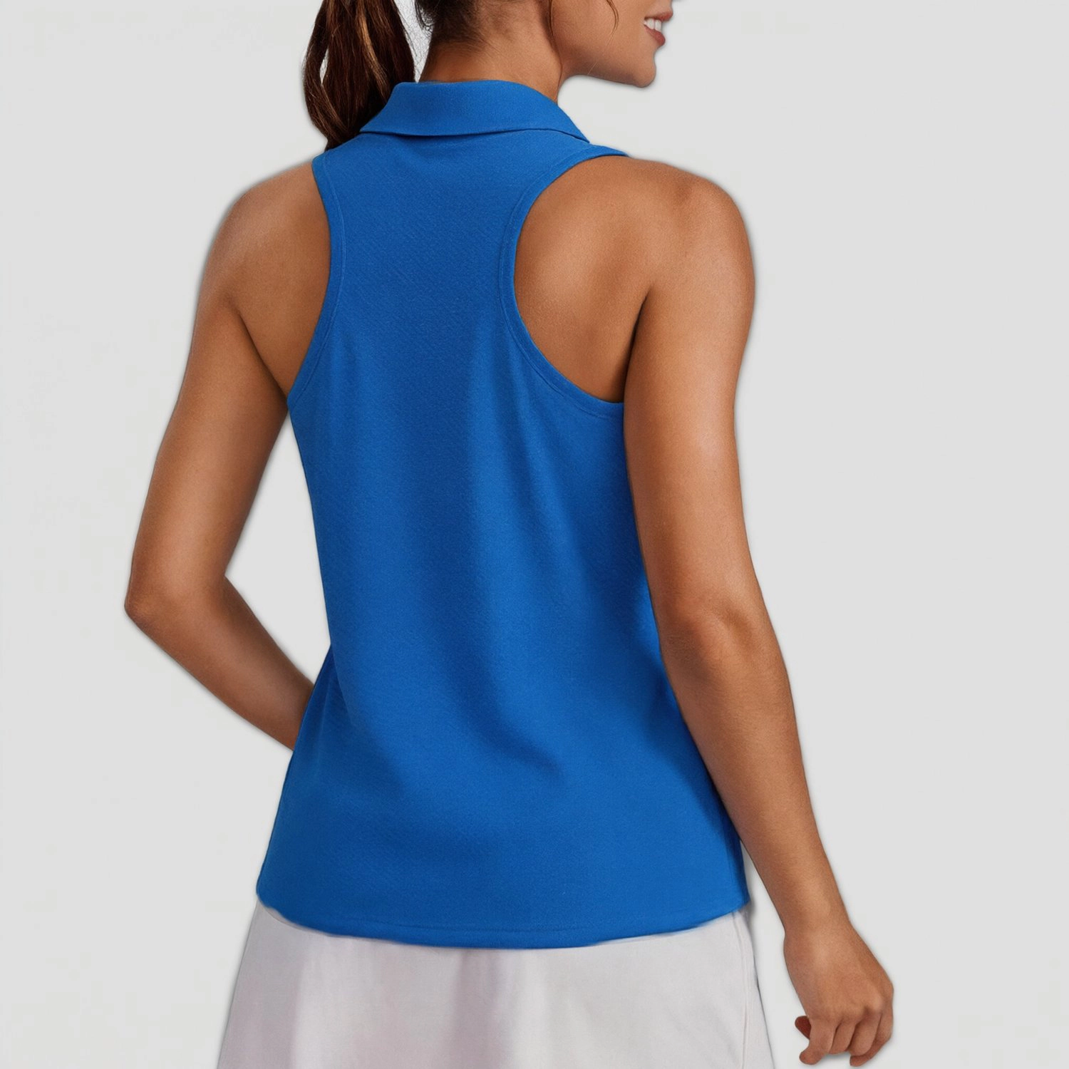 Pinspark Womens Sporty Sleeveless Polo Shirt Summer Ribbed Solid Casual Tank Tops