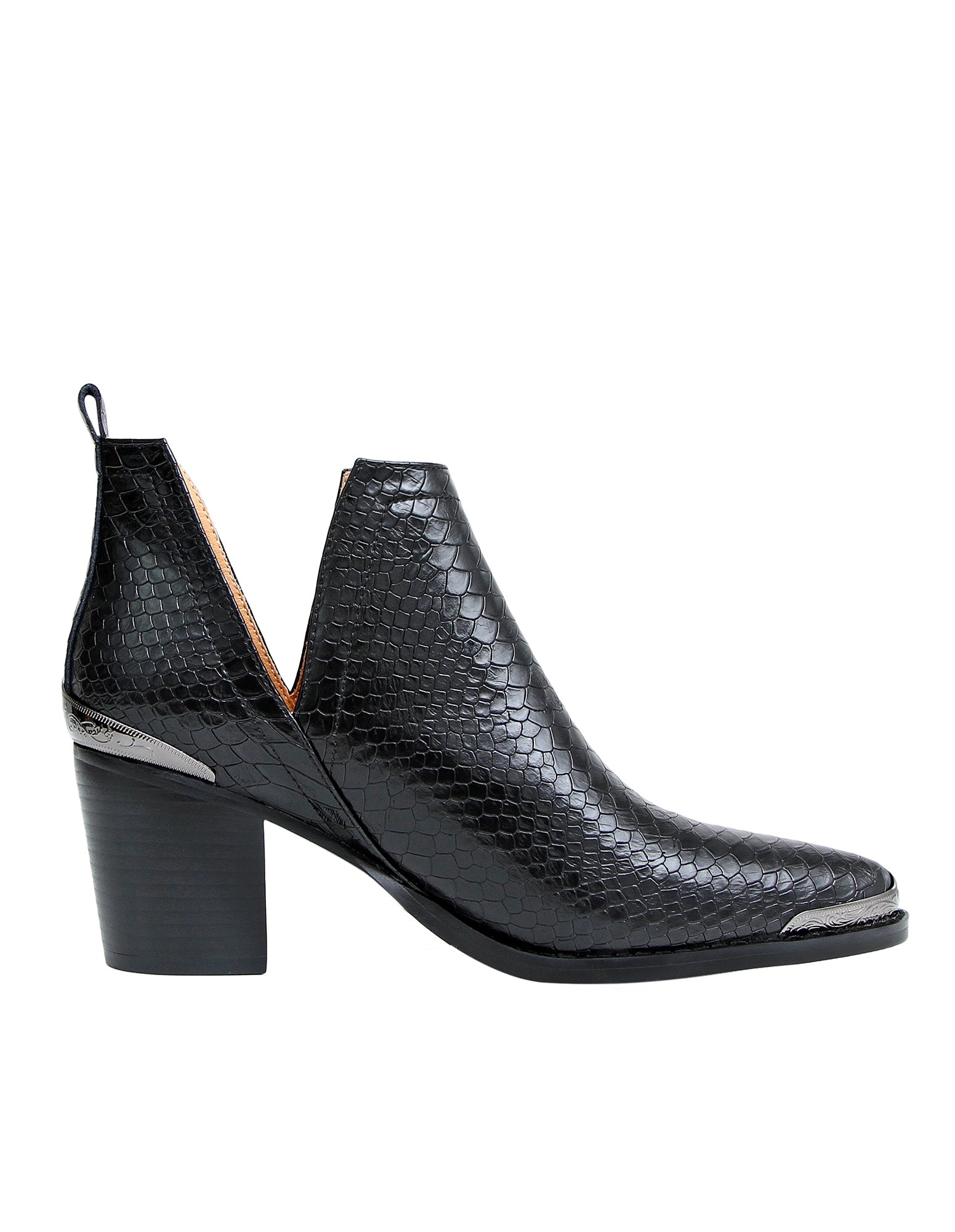 Belle & Bloom Womens Austin Croc Embossed Ankle Boot