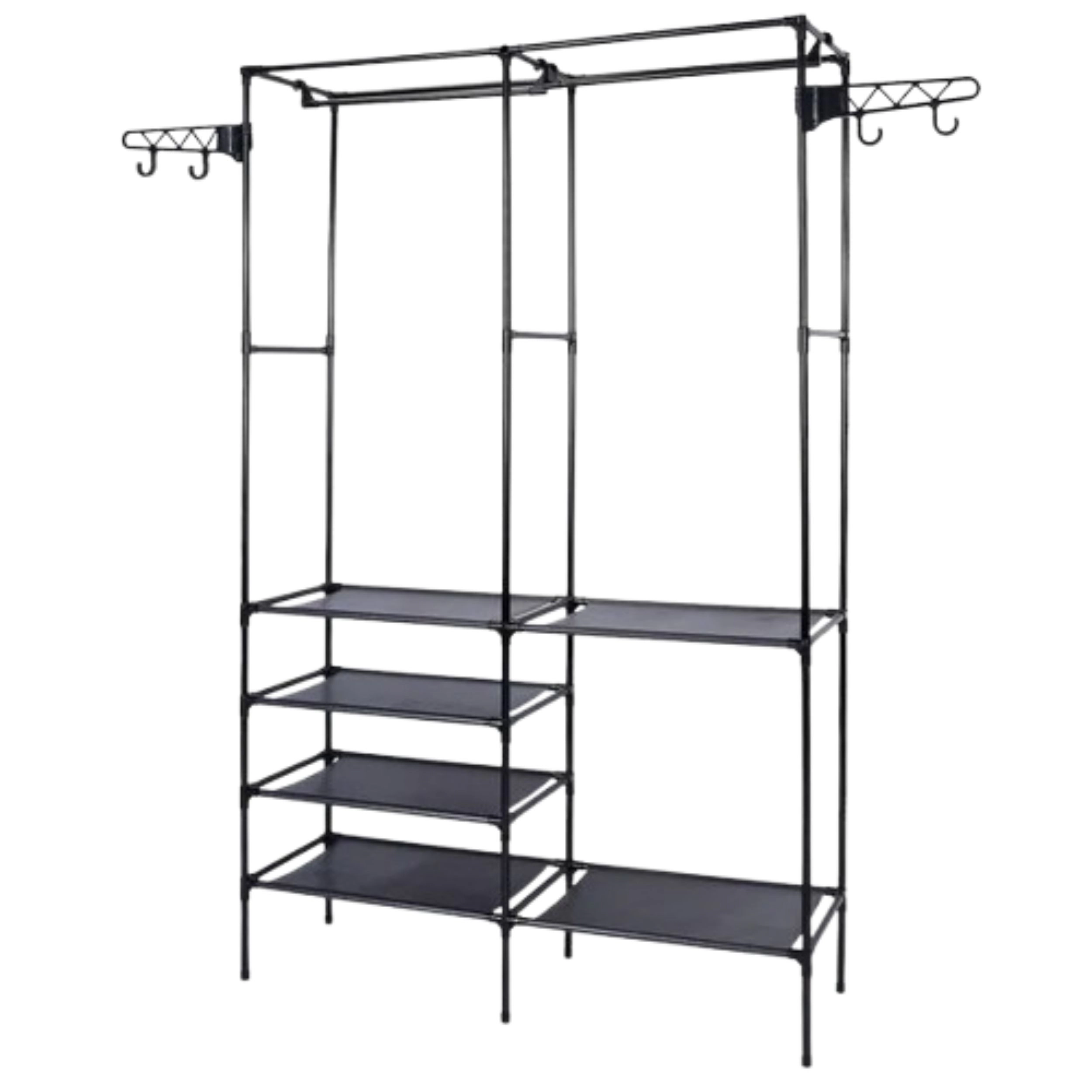 SS Design Heavy Duty Metal Garment Rack with Shoe Storage Shelves